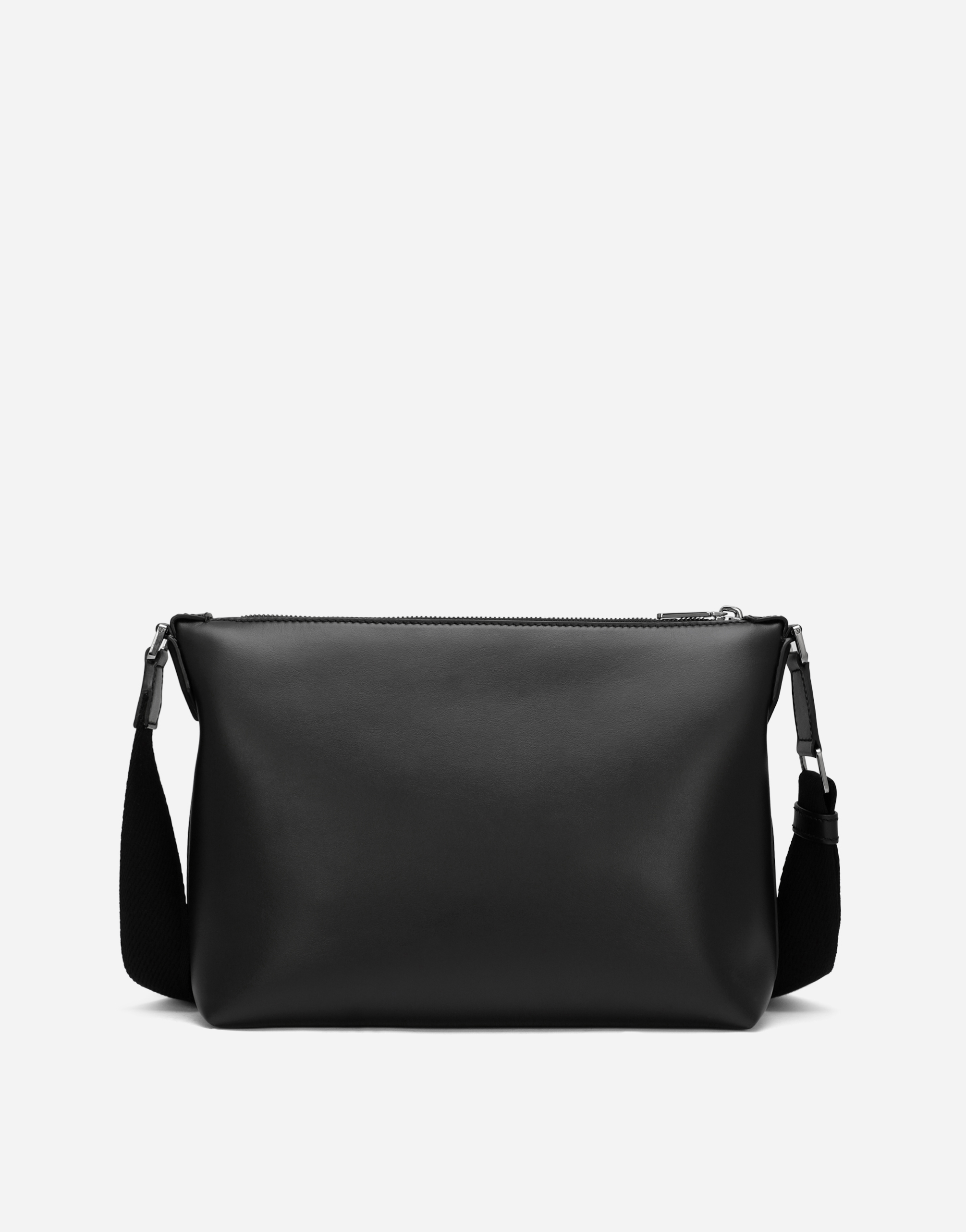 Shop Dolce & Gabbana Calfskin Crossbody Bag With Raised Logo In Black