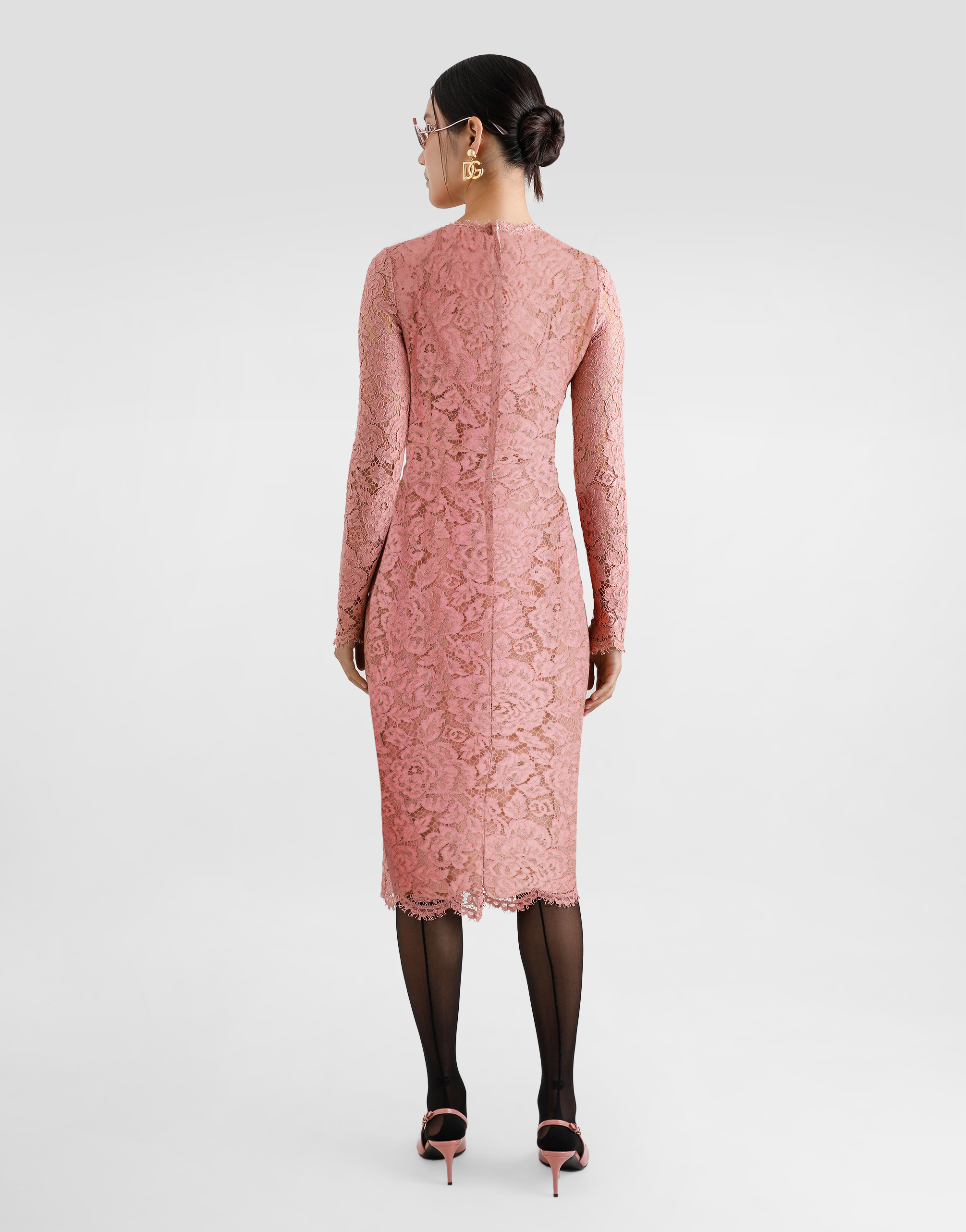 Dolce & Gabbana Women Branded Floral Cardonetto Lace Sheath Dress