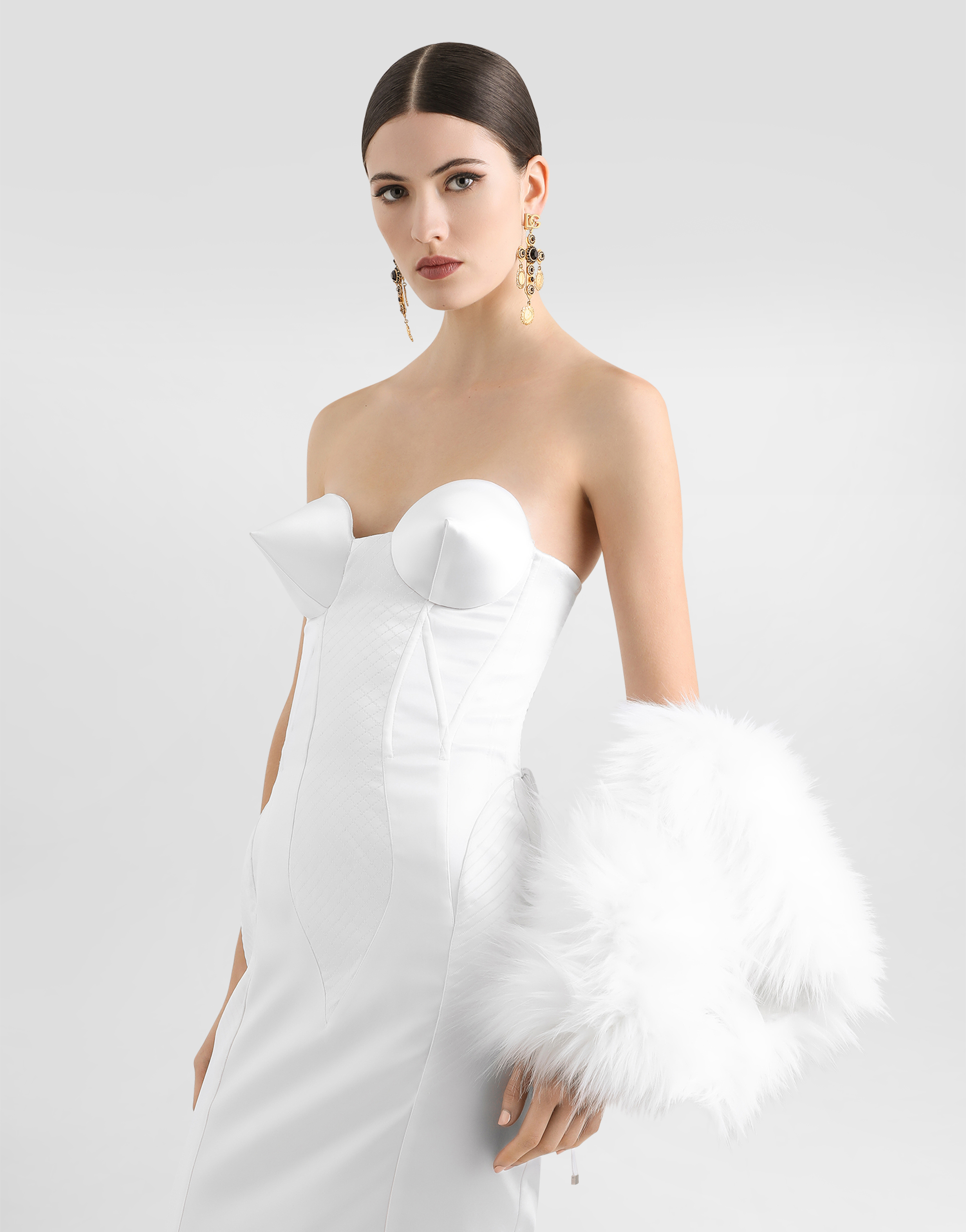 Dolce & Gabbana Faux-fur Scarf In White