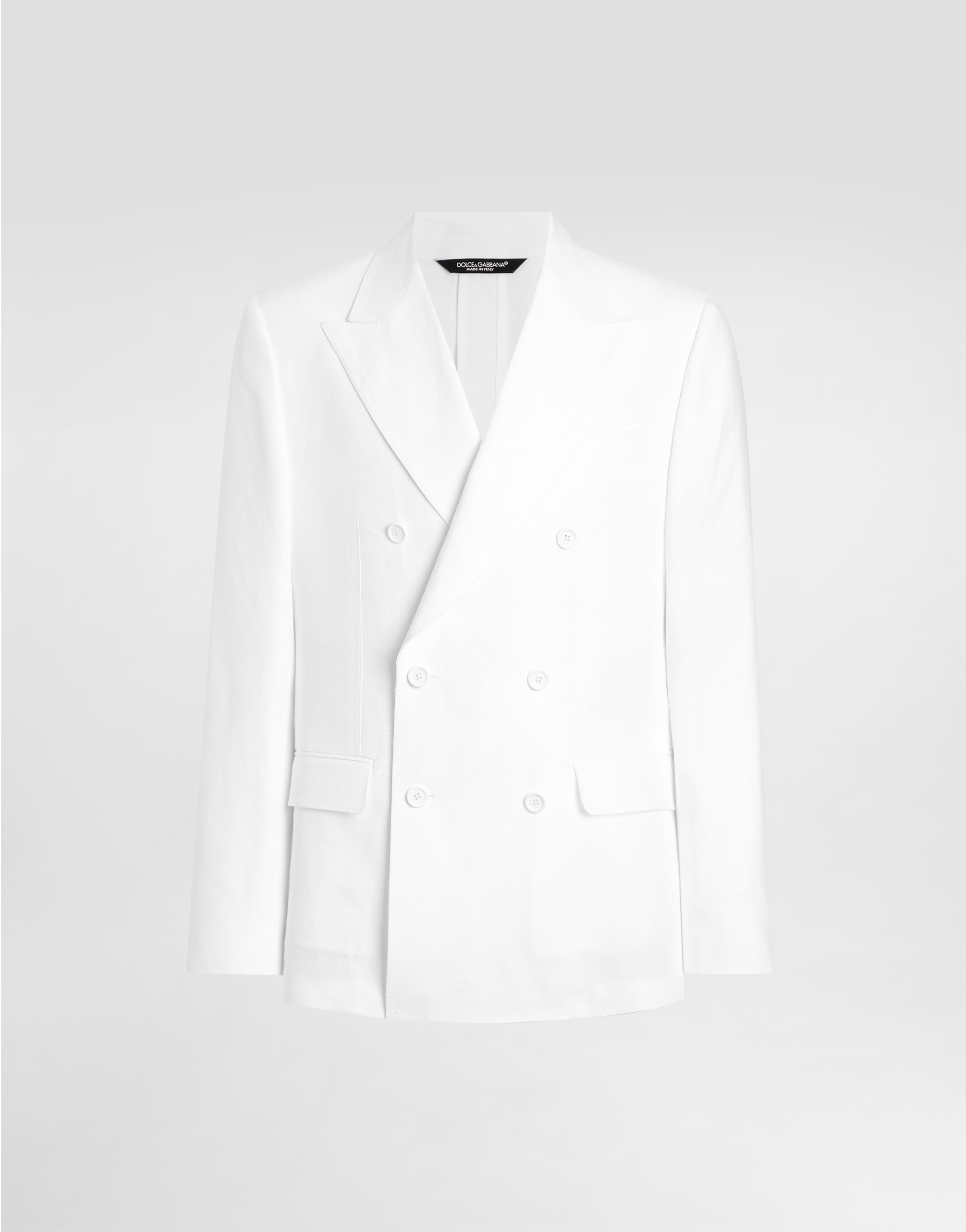 Dolce & Gabbana Double-breasted Linen Fabric Jacket - Man Suits And Blazers White