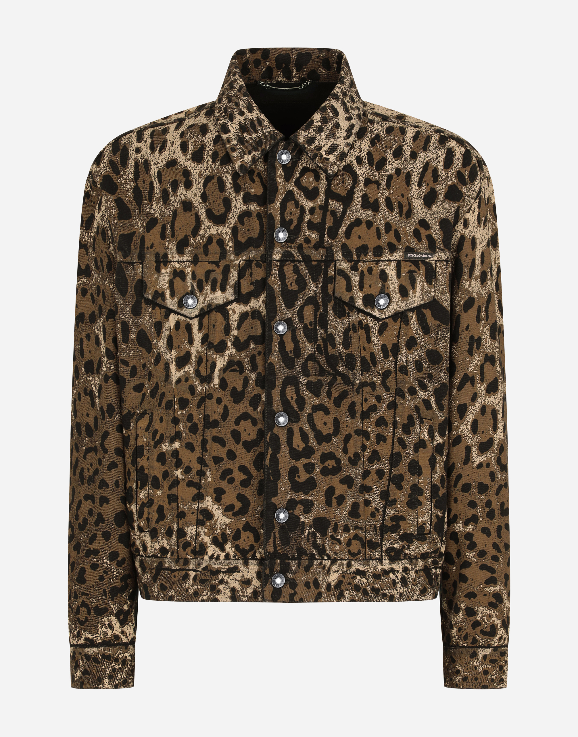 Leopard print denim jacket mens store