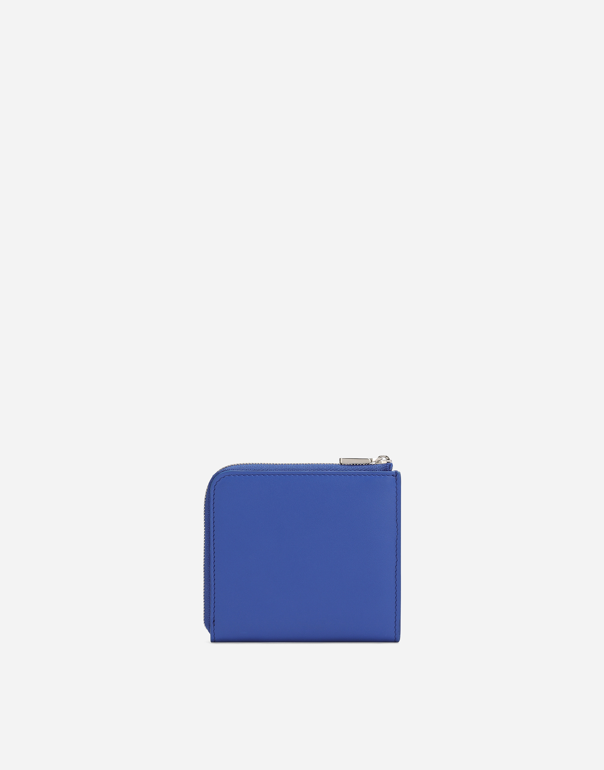 Shop Dolce & Gabbana Calfskin Card Holder With Raised Logo In Blue