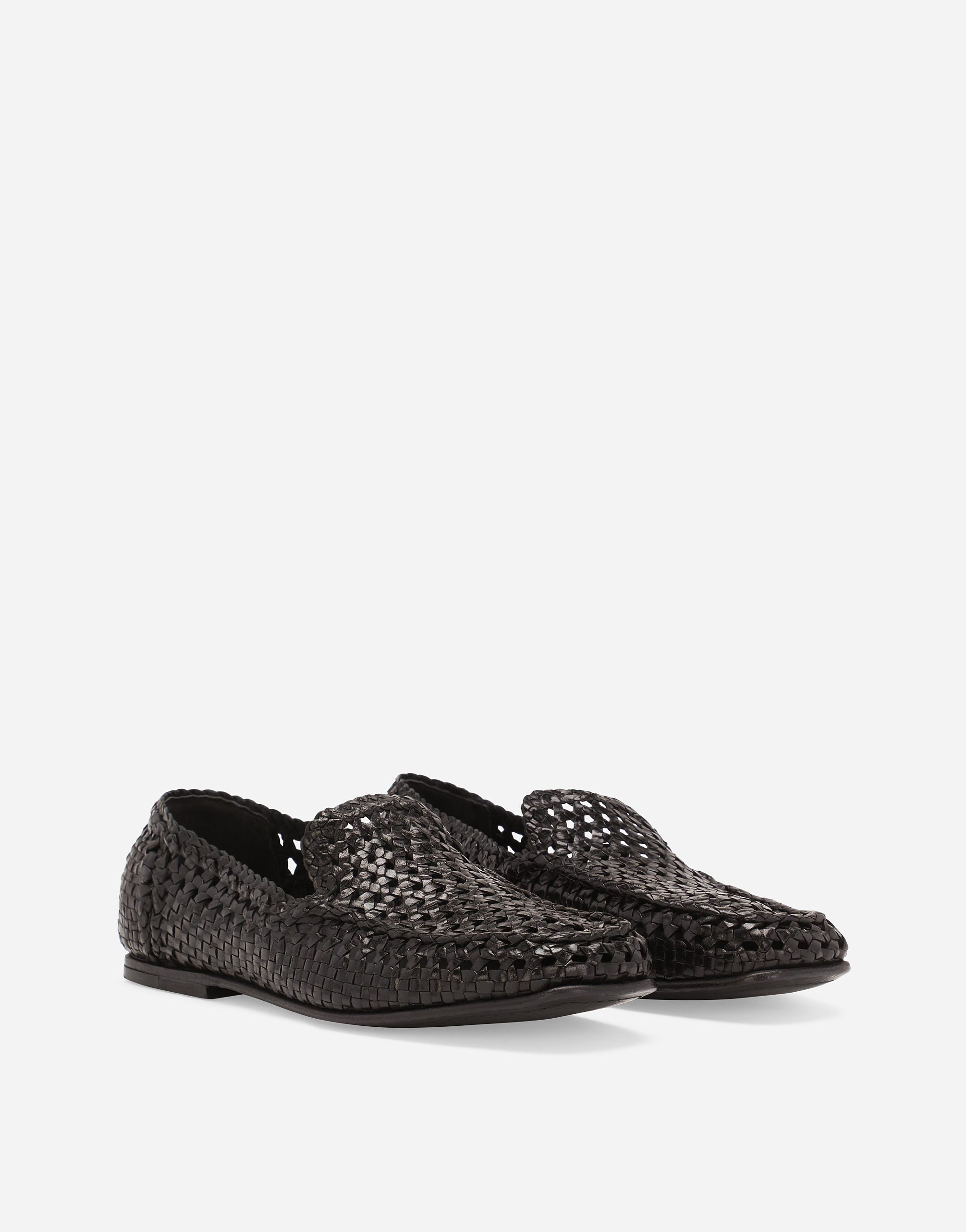Dolce & Gabbana Intrecciato Moccasins In Nero