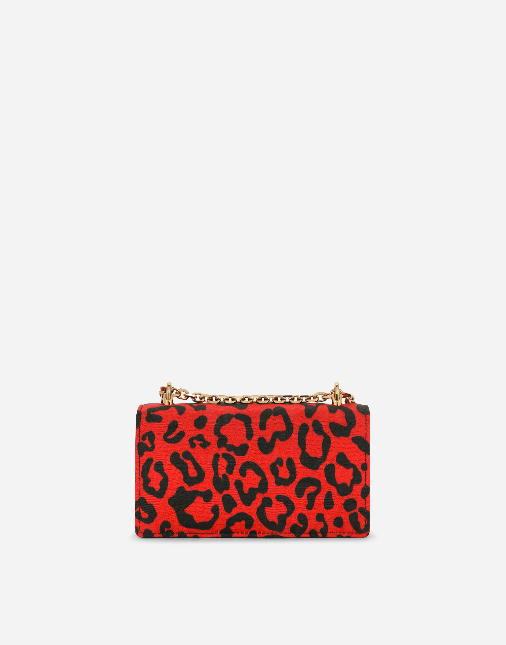 DOLCE & GABBANA LEOPARD-PRINT BROCADE DG GIRLS PHONE BAG