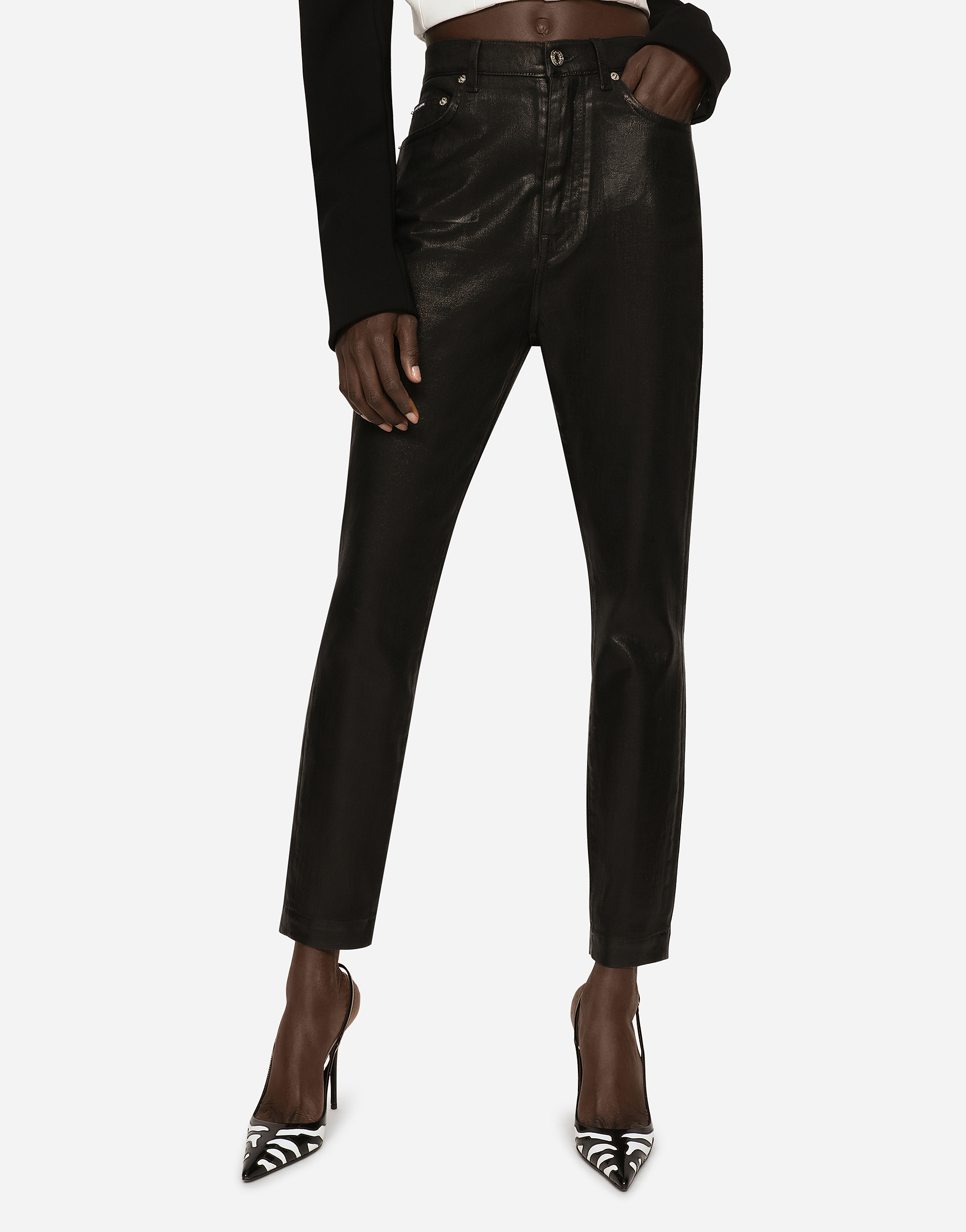 Dolce & Gabbana Coated Denim Grace Jeans In Multicolor