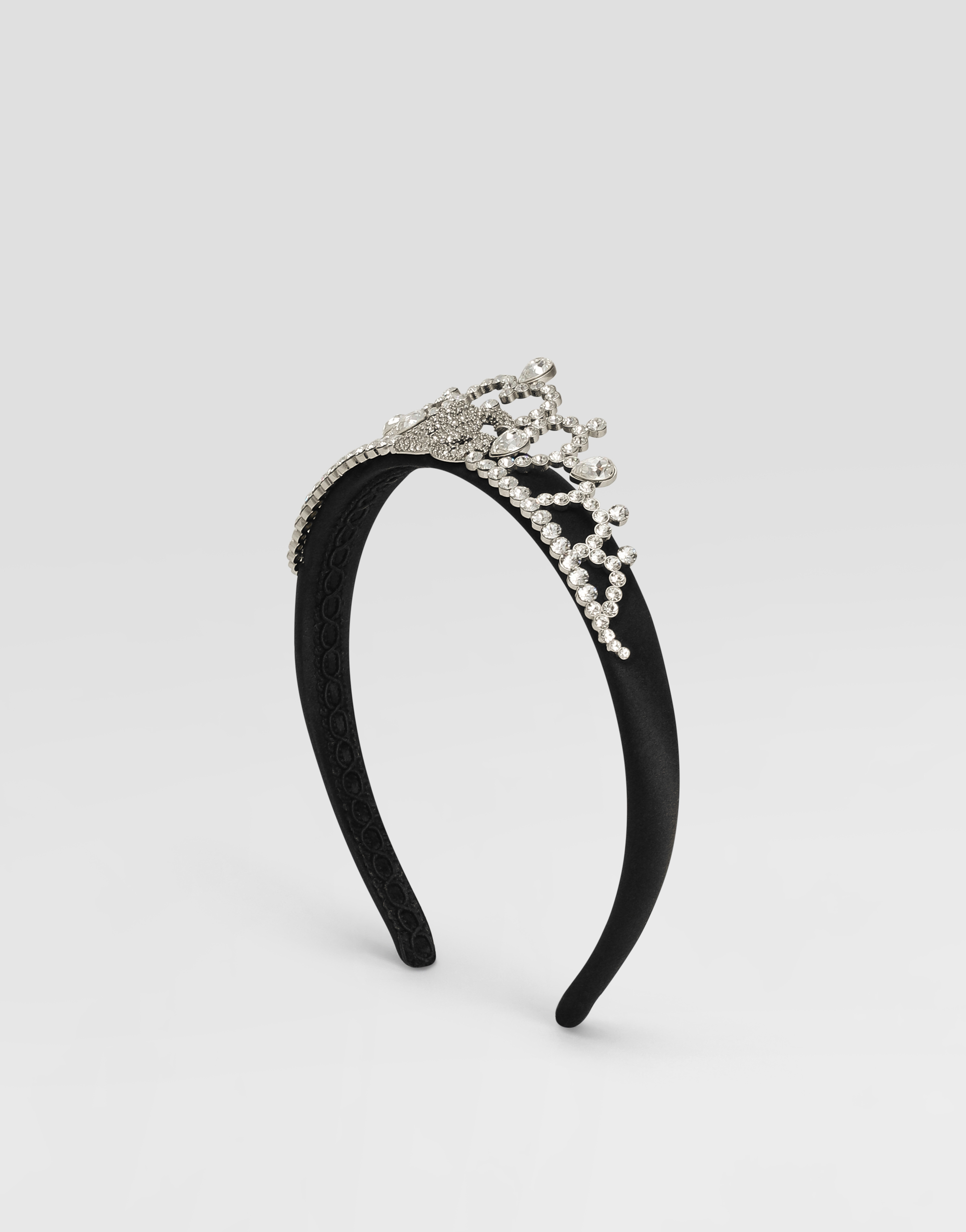 Dolce & Gabbana Satin Tiara With Rhinestones In Black