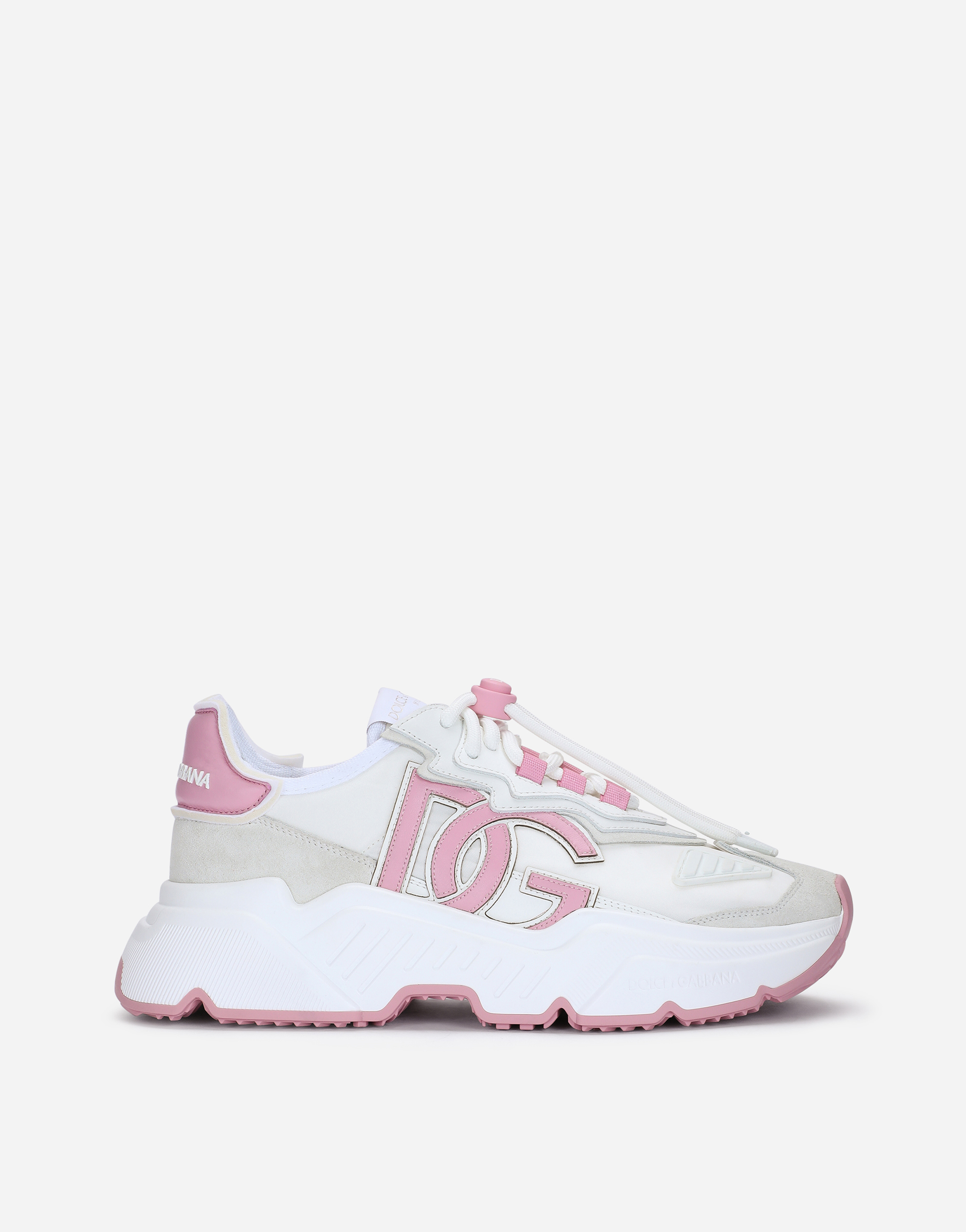 DOLCE & GABBANA MIXED-MATERIAL DAYMASTER SNEAKERS WITH DG LOGO PATCH
