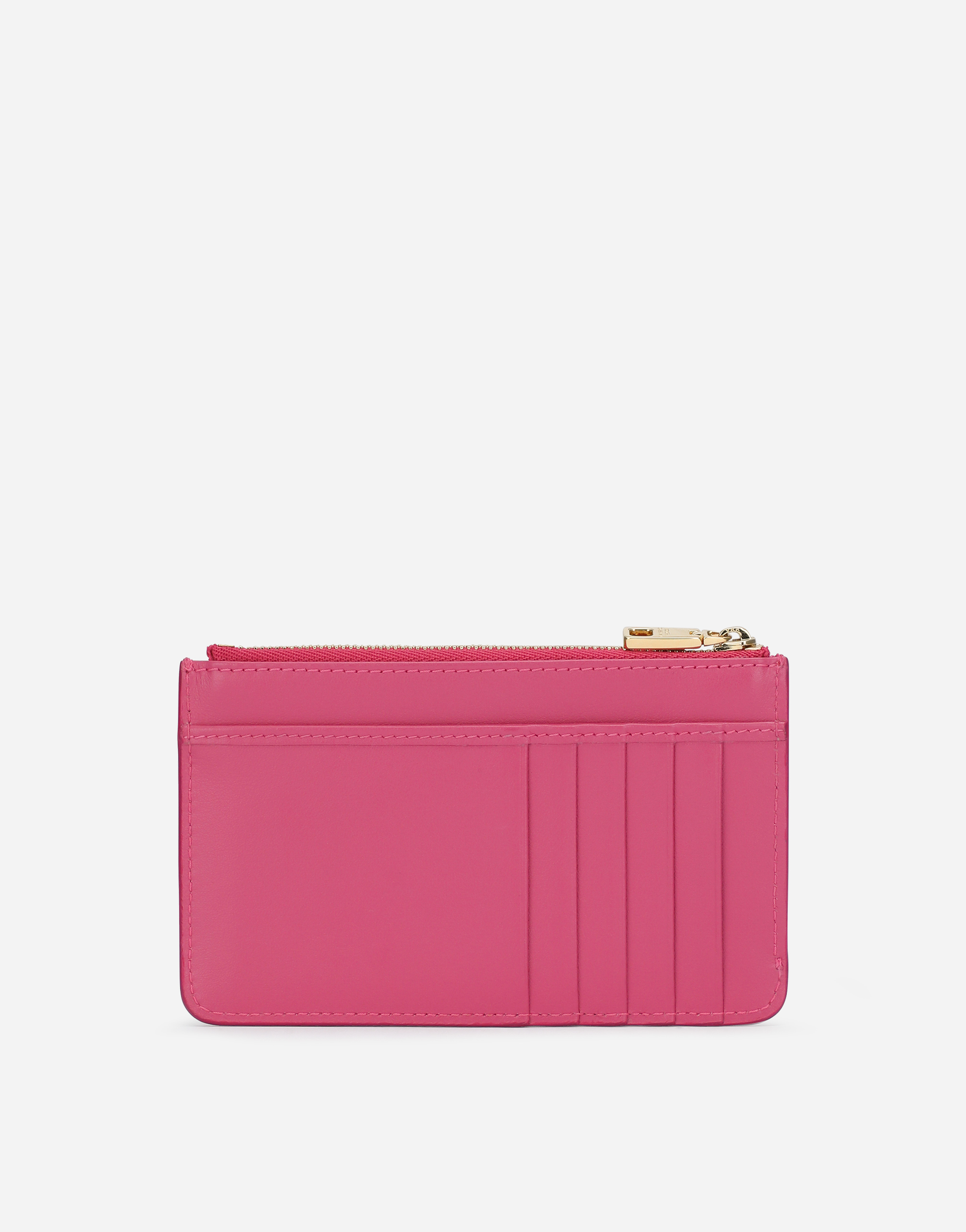Dolce & Gabbana Medium Calfskin Card Holder With Dg Logo In Lilac