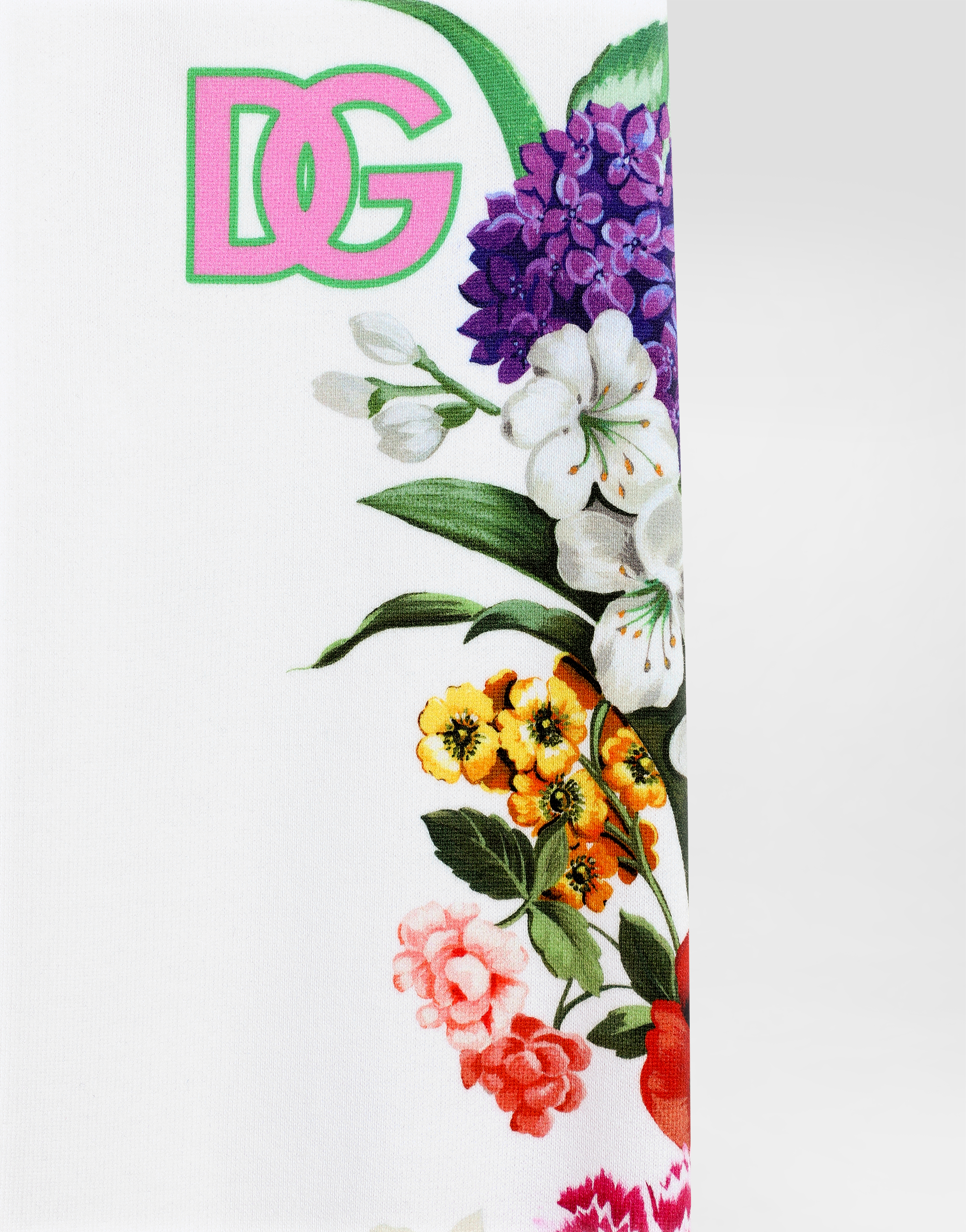 Dolce & Gabbana Fleece Jogging Pants With Flower And Dg Logo Print In Print