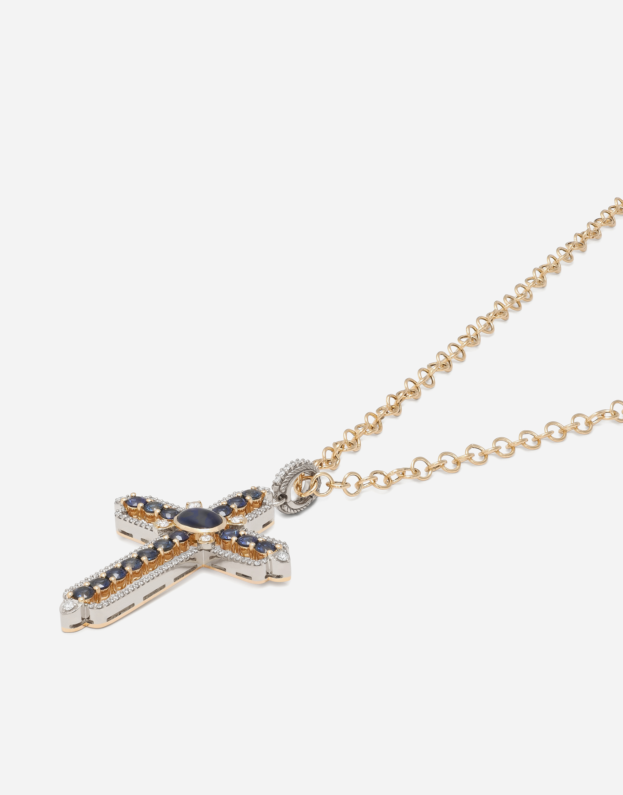  Dolce & Gabbana Anhänger Tradition Aus Gelb- Und Weißgold 18 kt Mit Blauen Saphiren Und Diamanten - Mann Ketten Gelb Onesize 