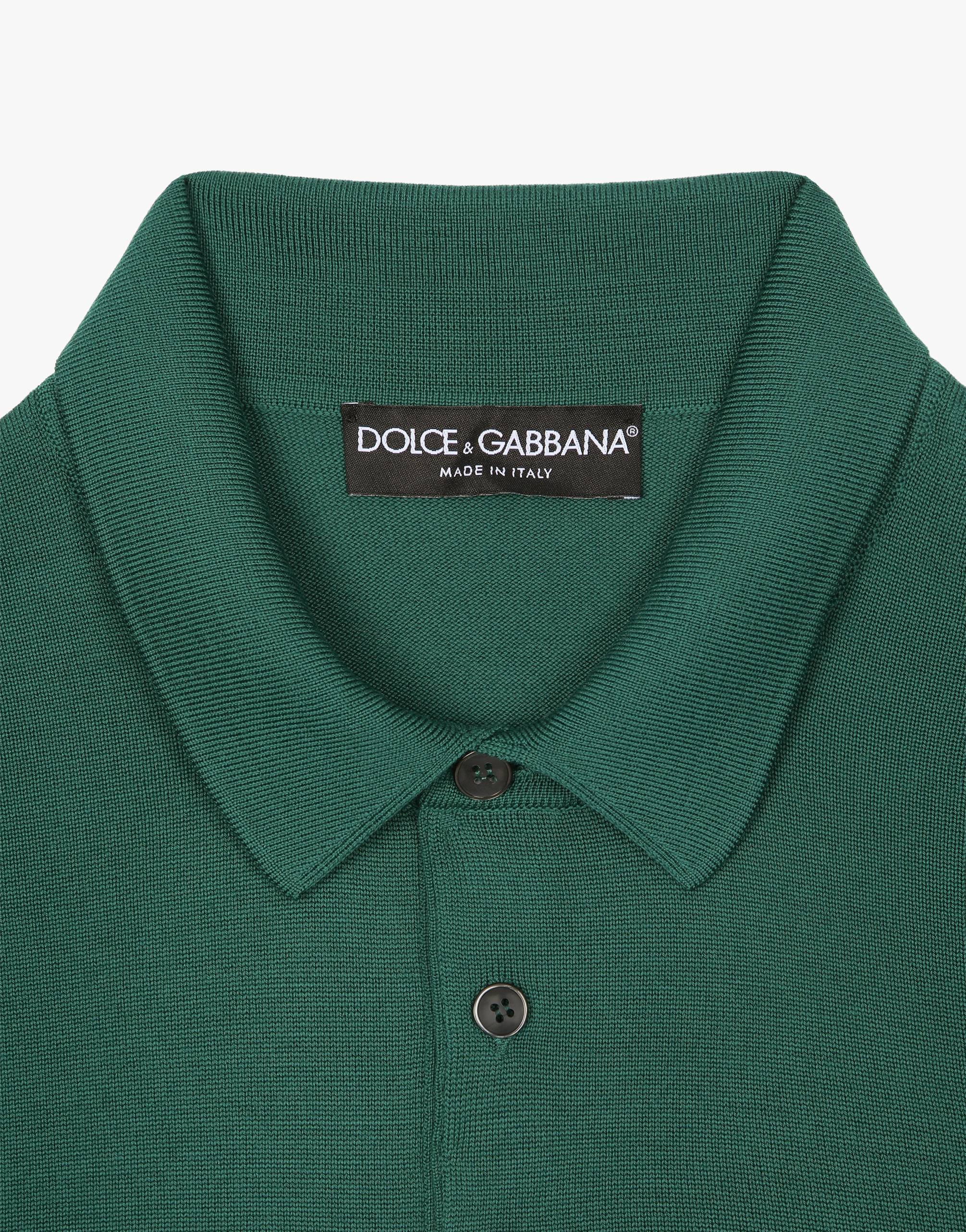 Shop Dolce & Gabbana Wool Polo-shirt With Branded Tag In Multicolor