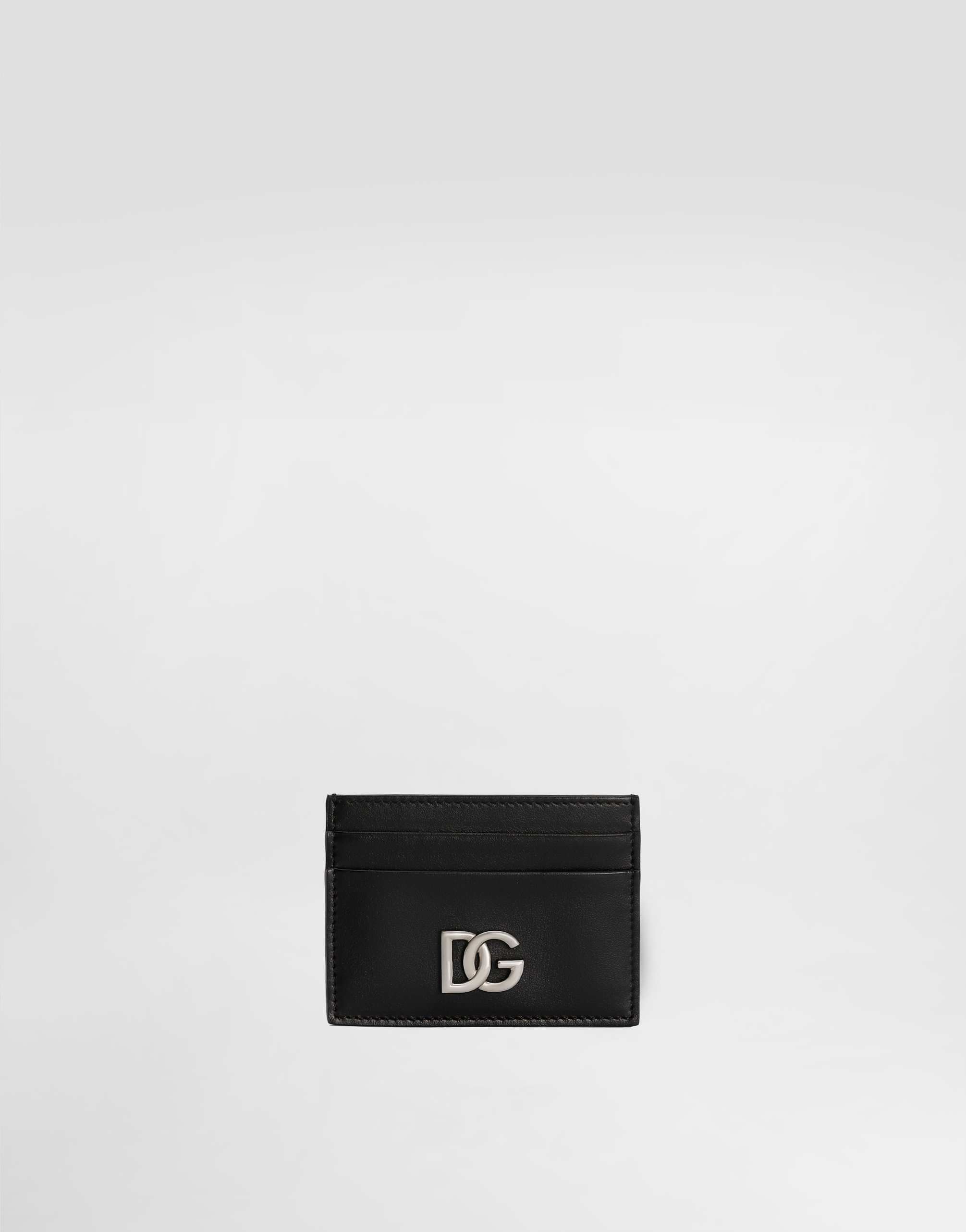 Dolce & Gabbana Calfskin Nappa Card Holder With Dg Logo - Man Wallets And Small Leather Goods Black Leather Onesize