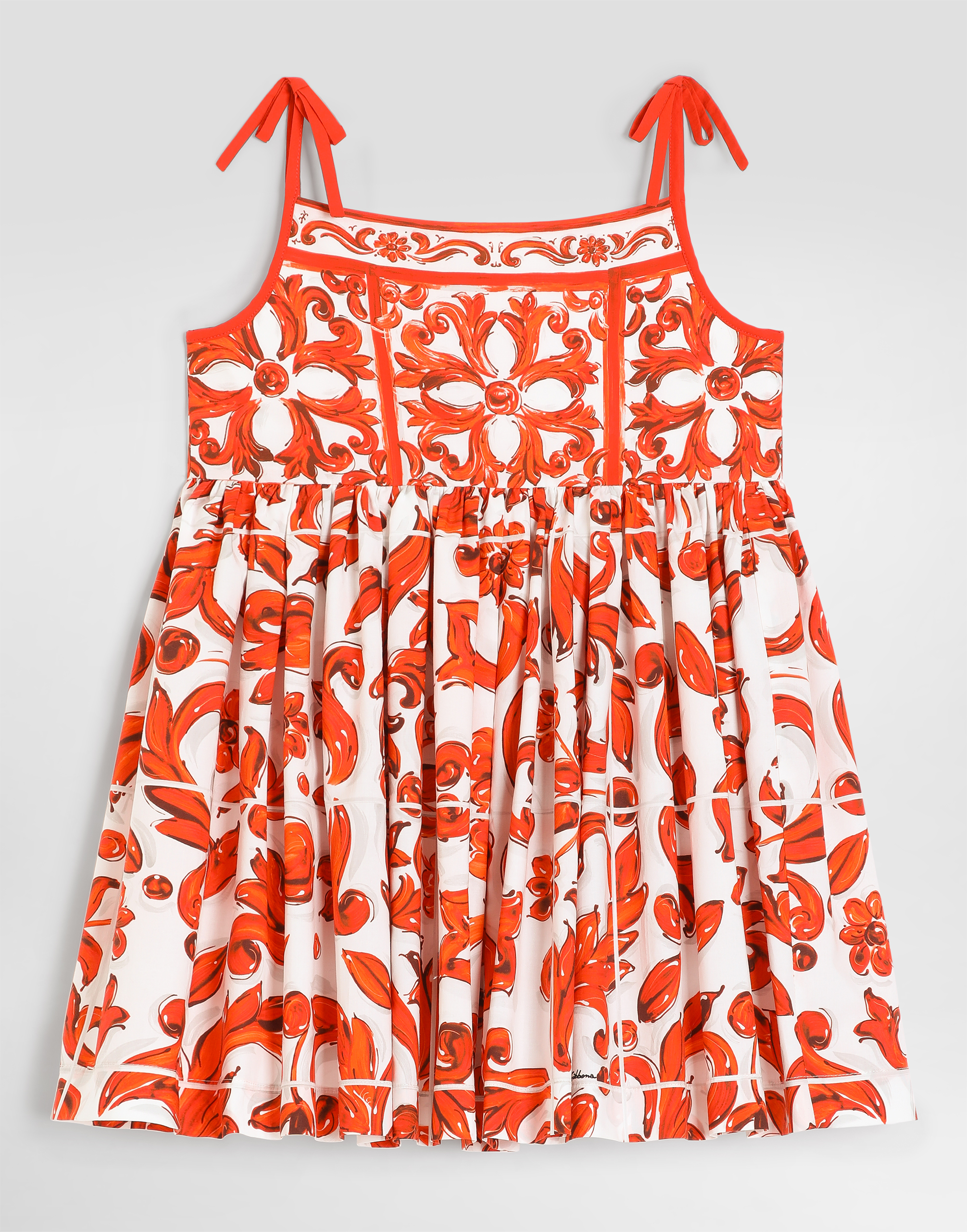 Dolce & Gabbana Majolica Cotton Dress In Multi