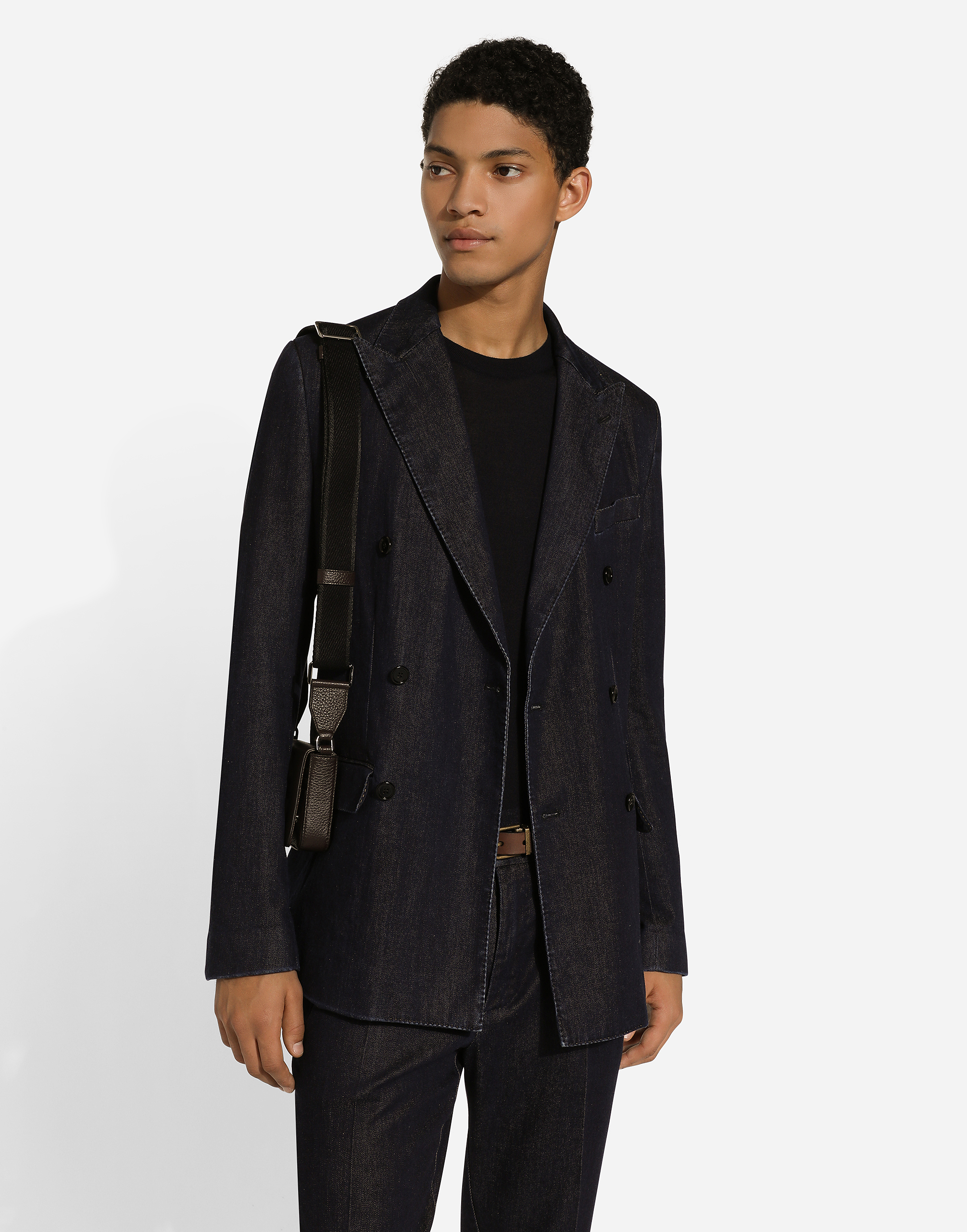 Dolce & Gabbana Double-breasted Taormina-fit Denim Jacket In Multicolor