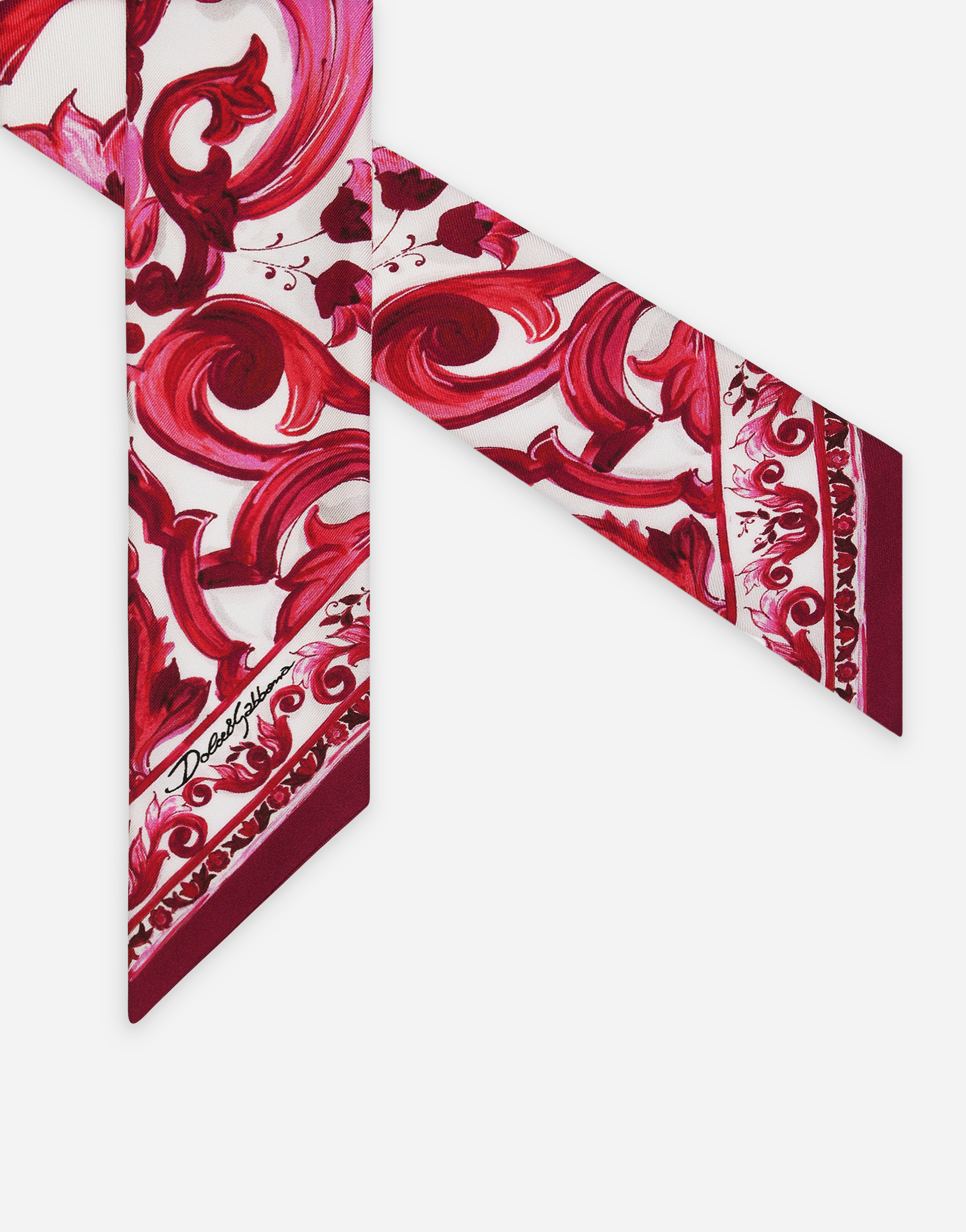 DOLCE & GABBANA MAJOLICA-PRINT TWILL HEADSCARF (6 X 100)