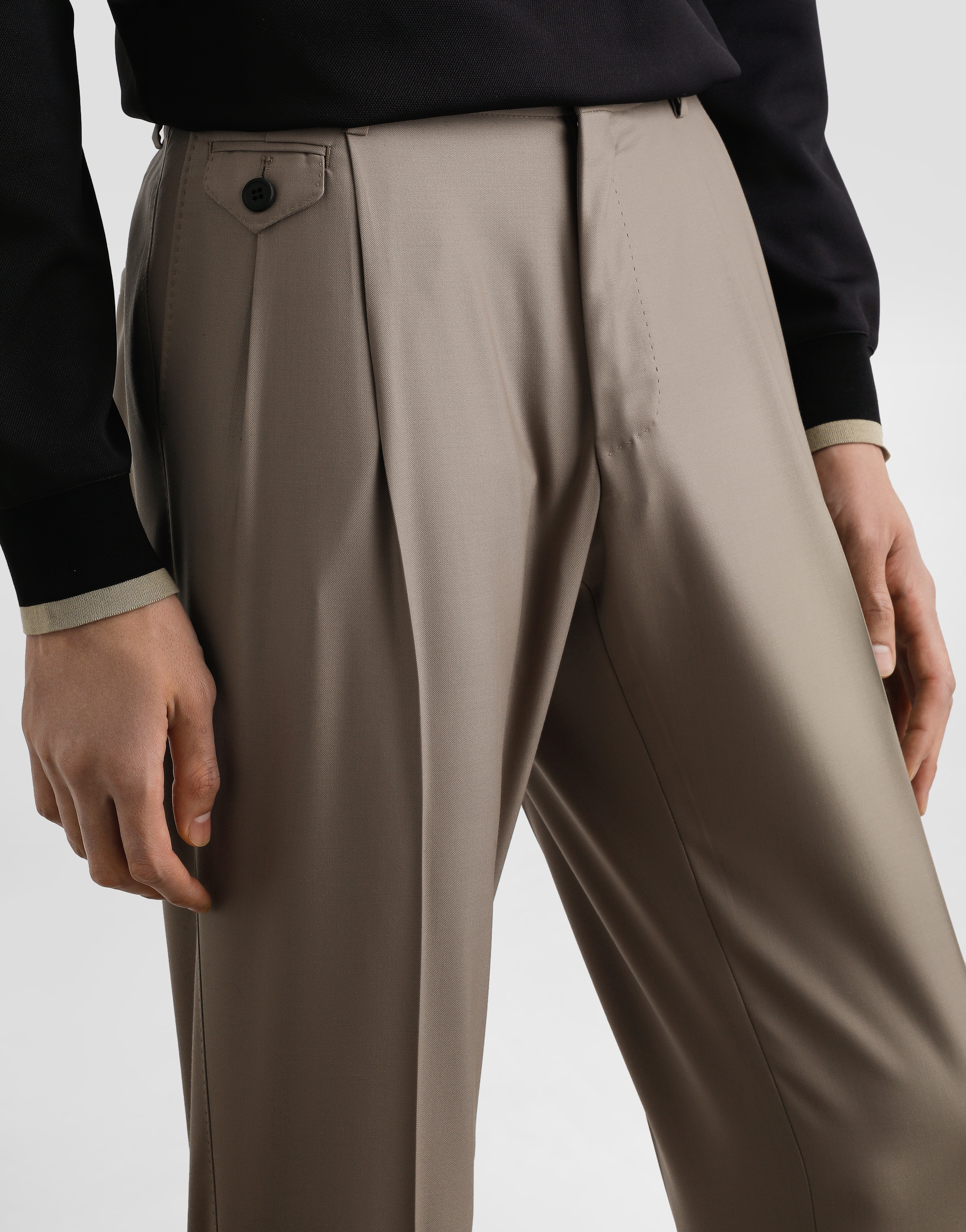 Double-fold wool canvas trousers
