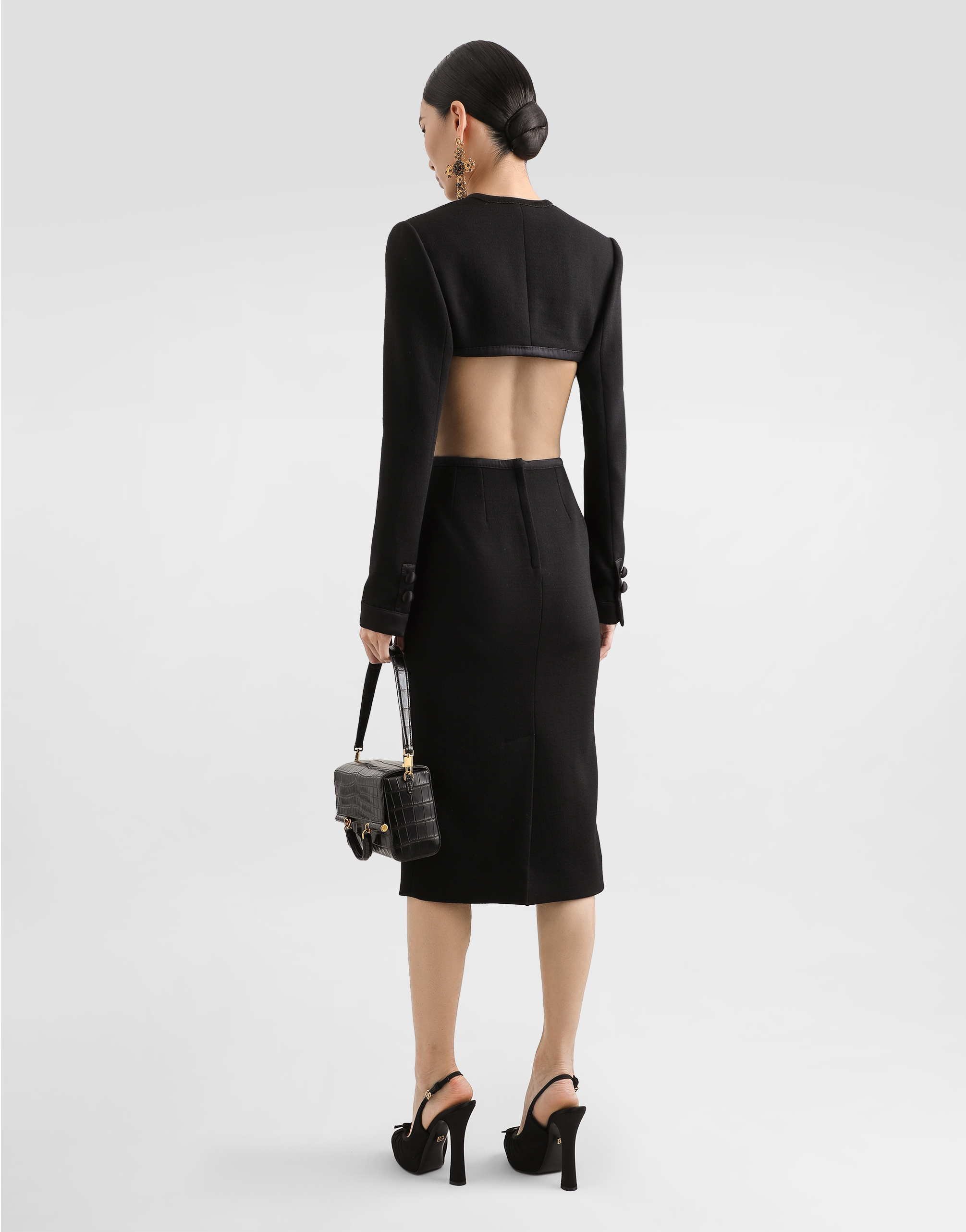 Dolce & Gabbana Wool Crepe Shrug In Black
