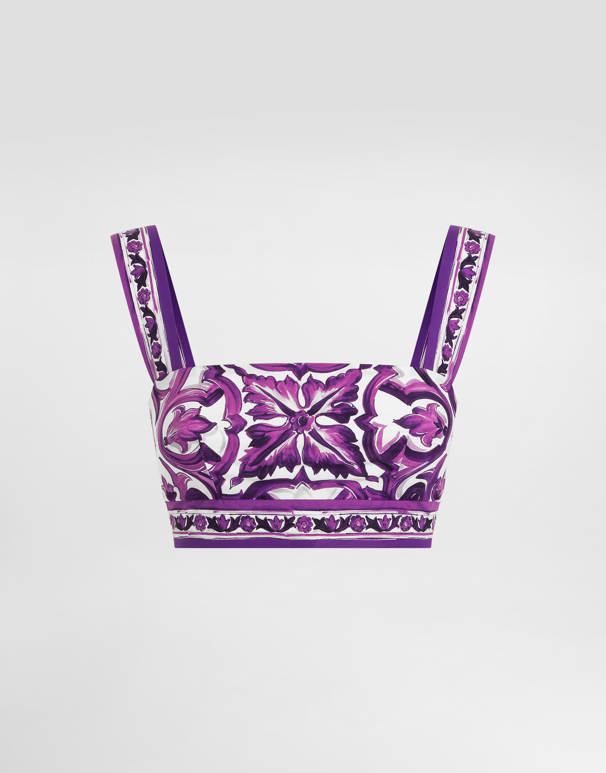 Dolce & Gabbana Cropped Printed Cotton-twill Top