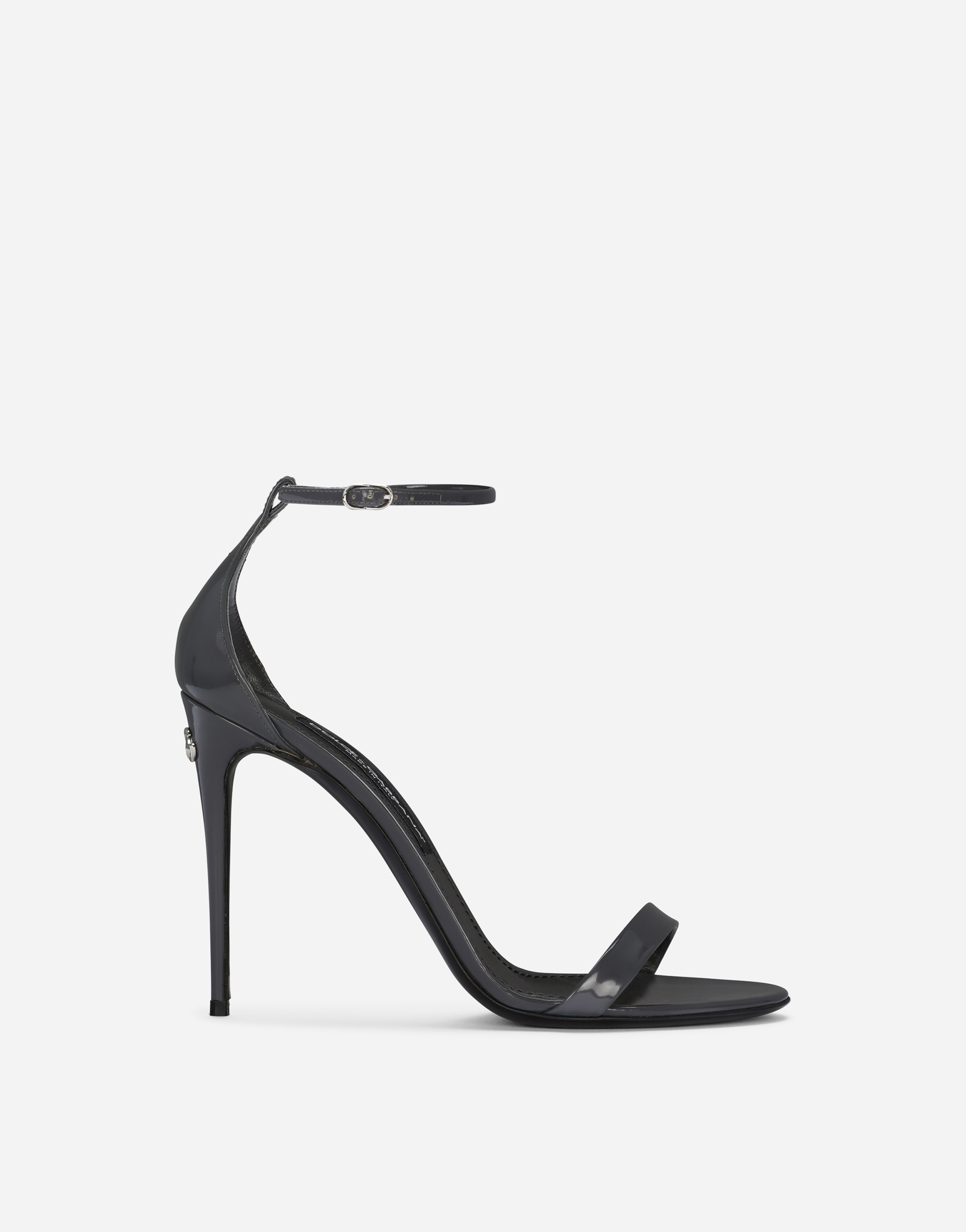 Dolce & Gabbana Polished Calfskin Sandals In Grey