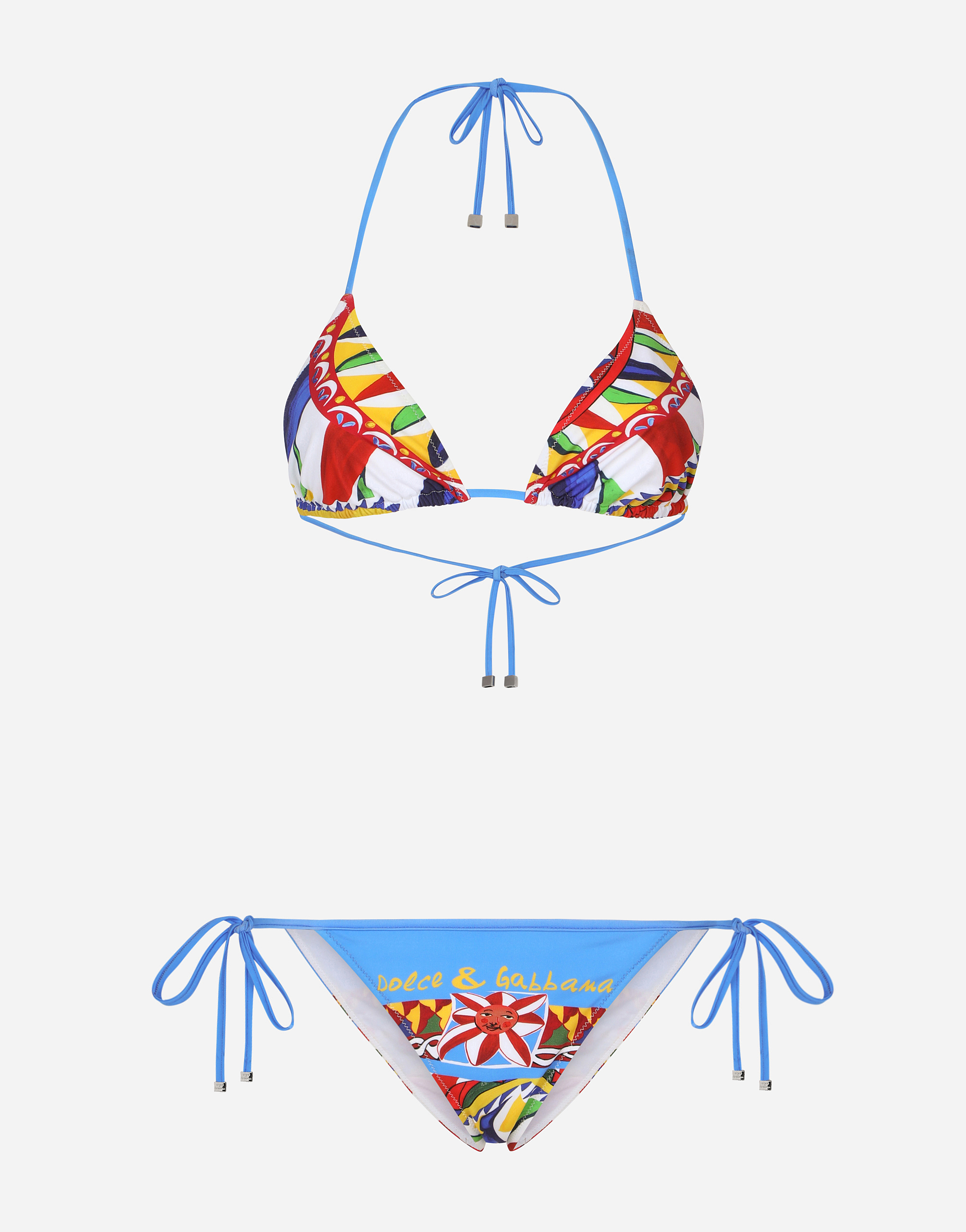 Dolce & Gabbana Carretto-print Triangle Bikini - Woman Swimwear Carretto Print Fabric