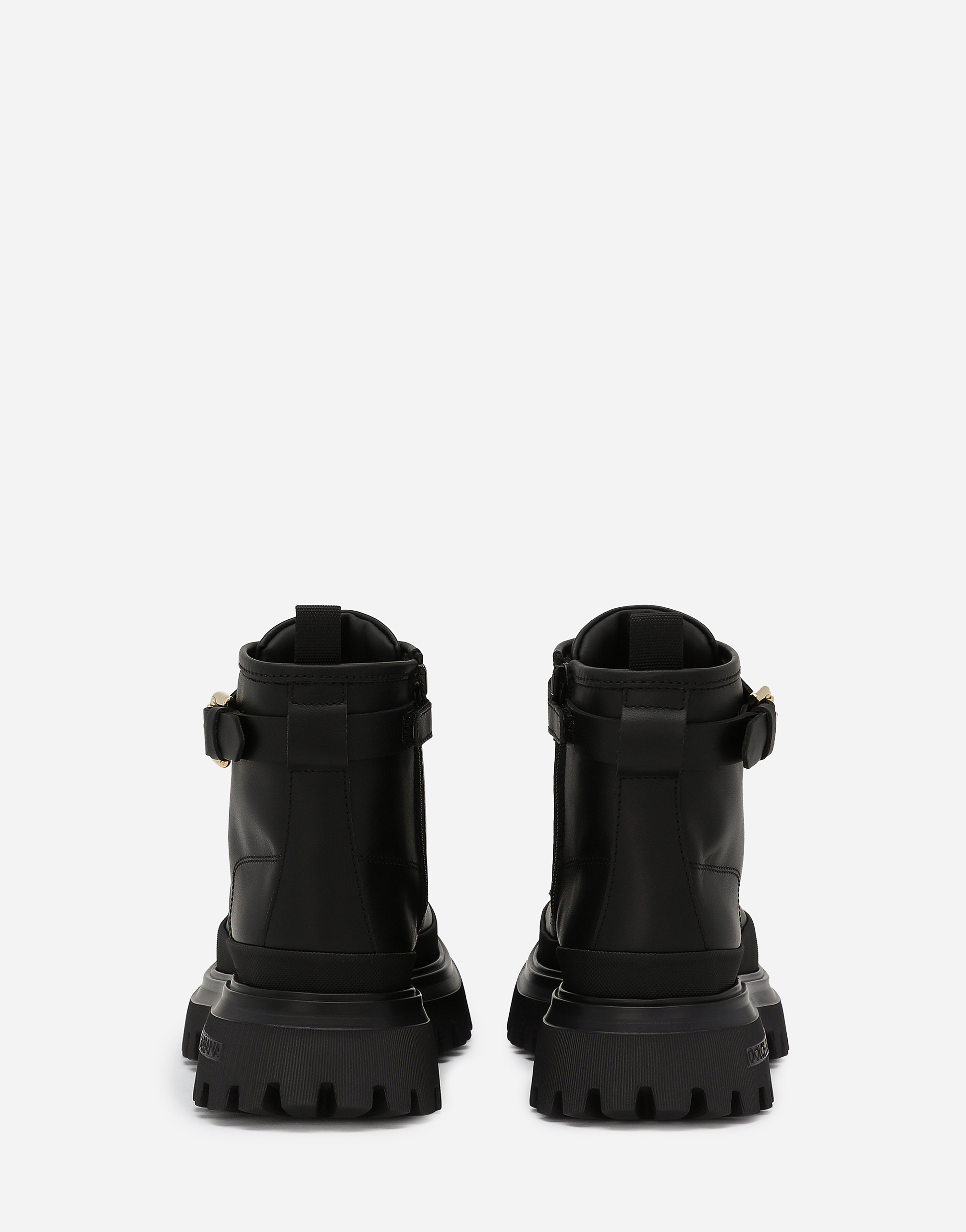 Dolce & Gabbana Calfskin Ankle Boots With Dg Logo In Black