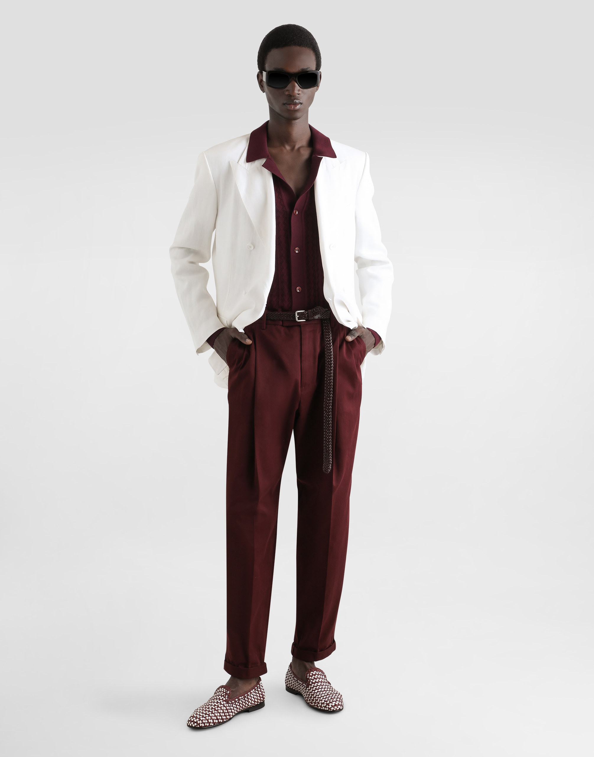 Dolce & Gabbana Cotton Gabardine Pants With Double Darts In Multicolor