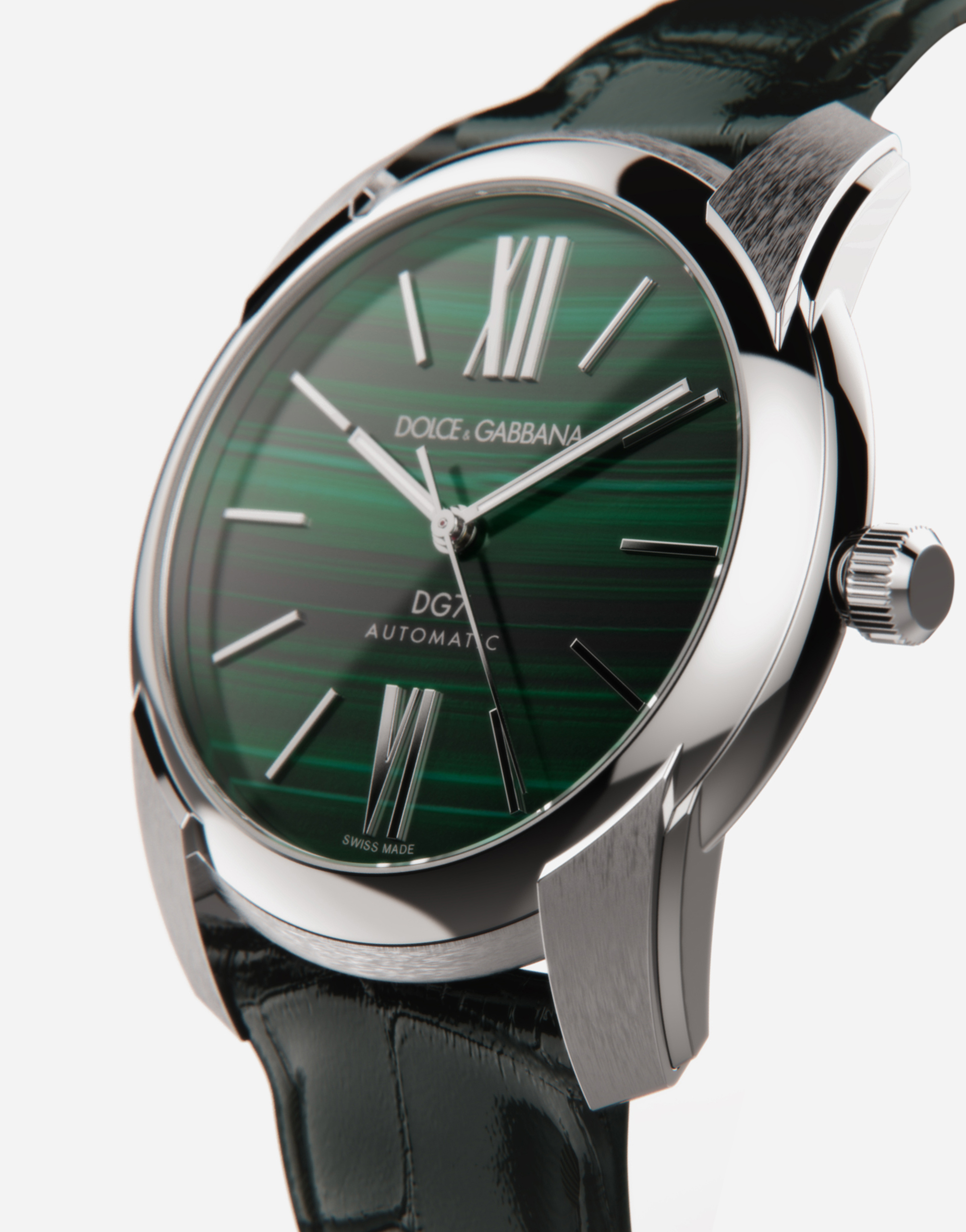 Shop Dolce & Gabbana Steel And Malachite Watch In Green