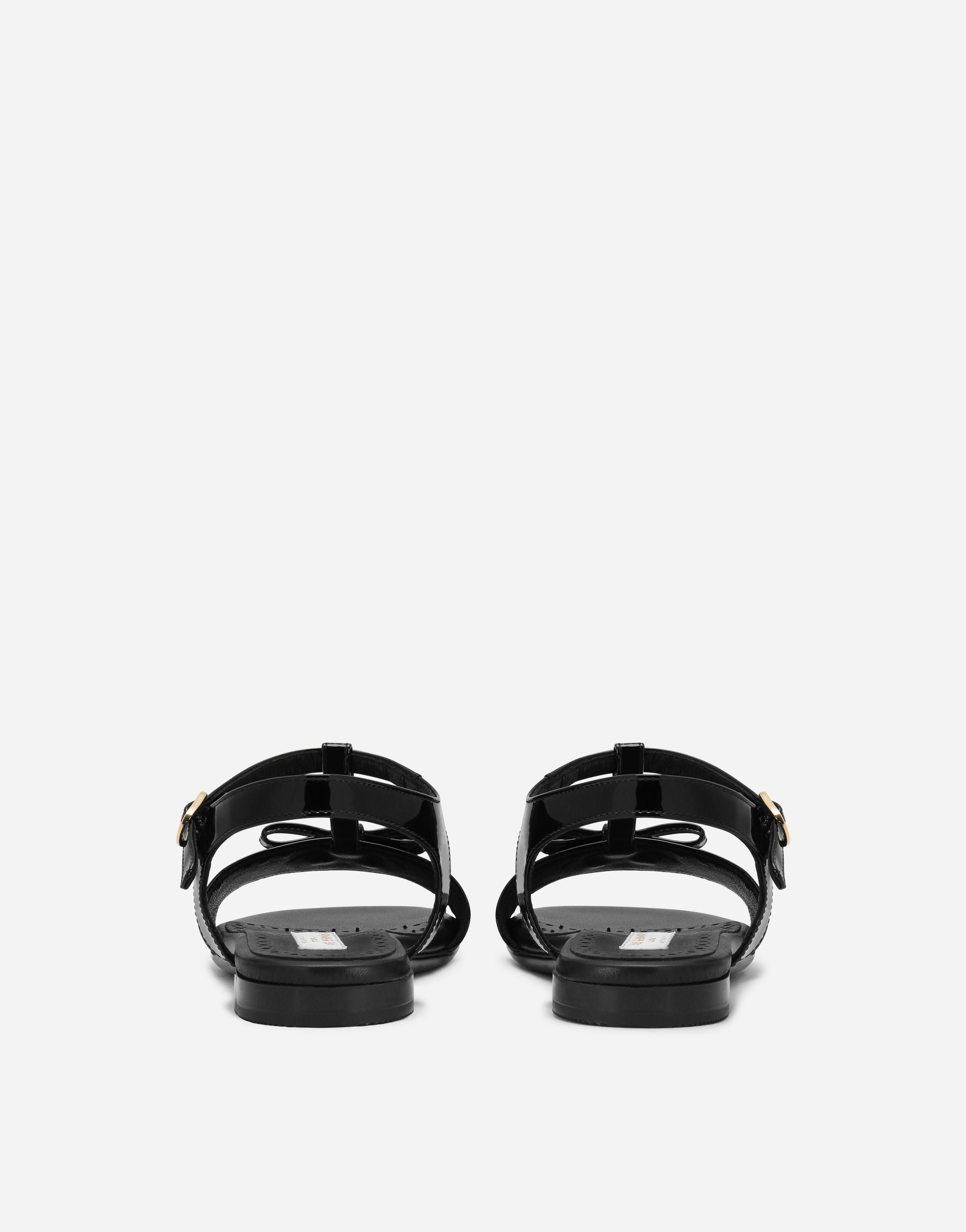 Dolce & Gabbana Patent Leather Sandals With Metal Dg Logo In Black