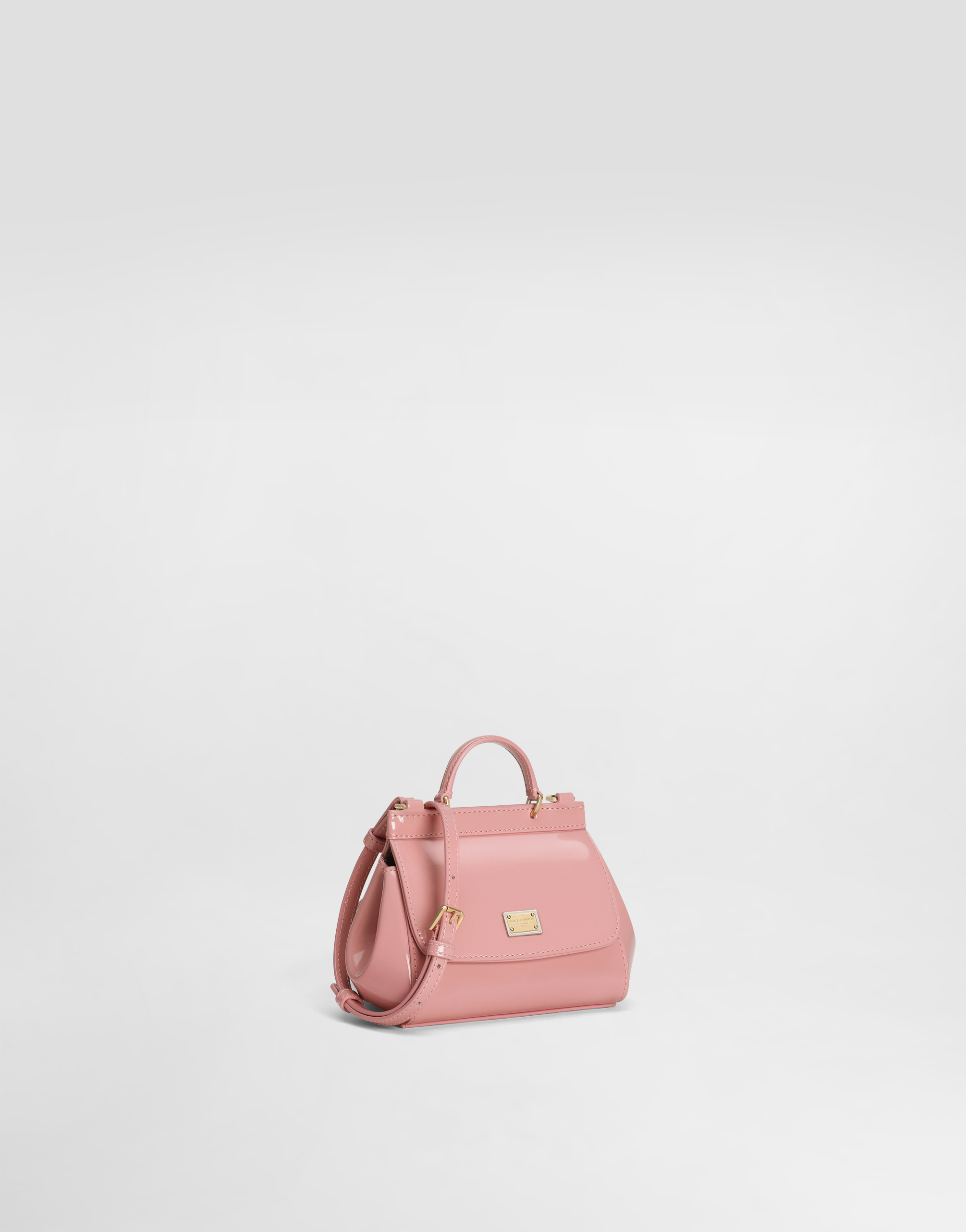 Dolce & Gabbana Mini Sicily Patent Leather Top-handle Bag In Pink