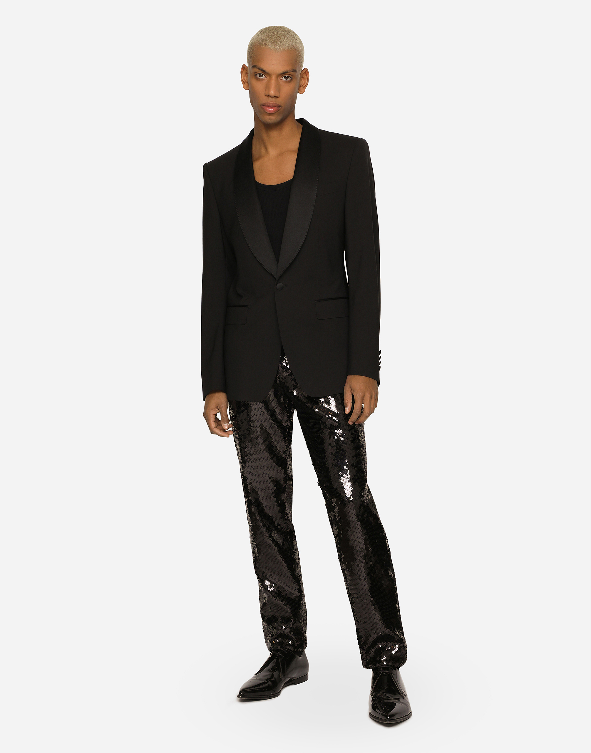 Dolce & Gabbana Single-breasted Stretch Wool Sicilia-fit Tuxedo Jacket In Black