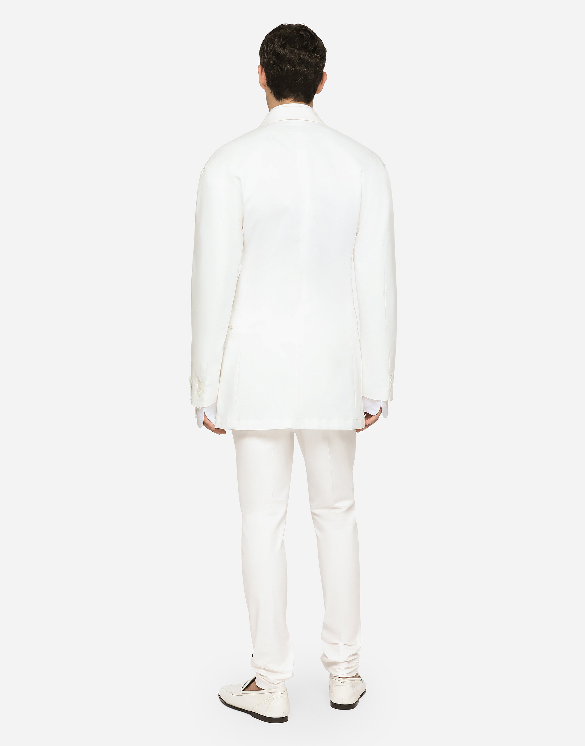 Shop Dolce & Gabbana Stretch Cotton Gabardine Jacket In White