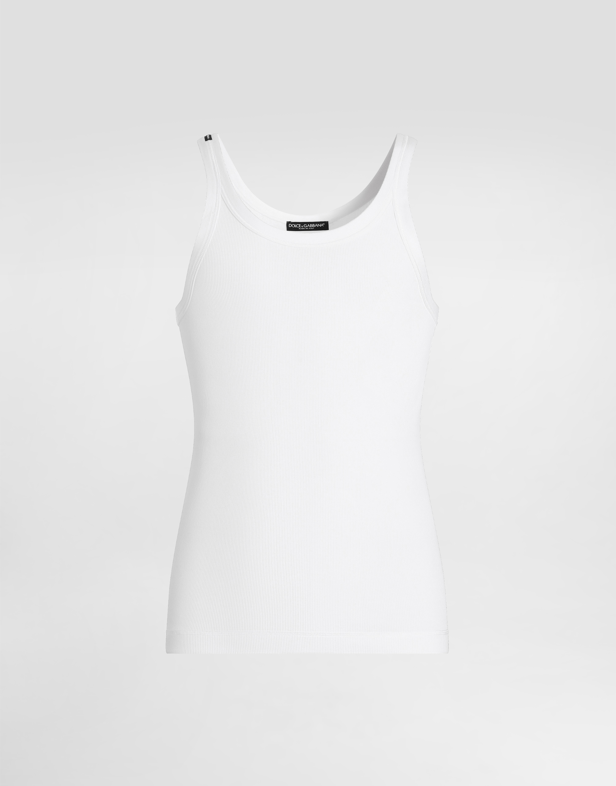 Shop Dolce & Gabbana Fine-rib Slim-fit Singlet With Tag In White