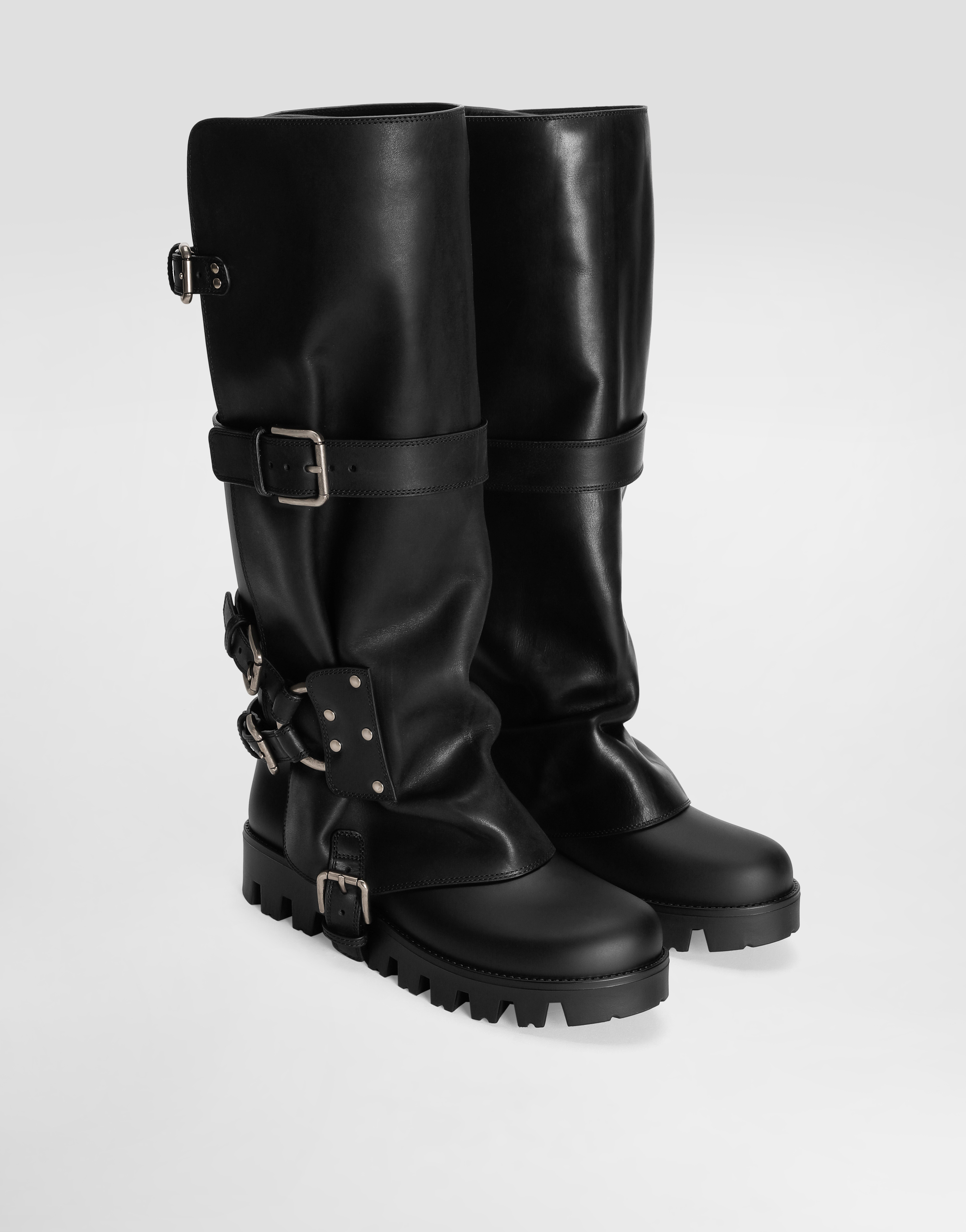 Dolce & Gabbana Boots In Rubber And Calfskin In Black