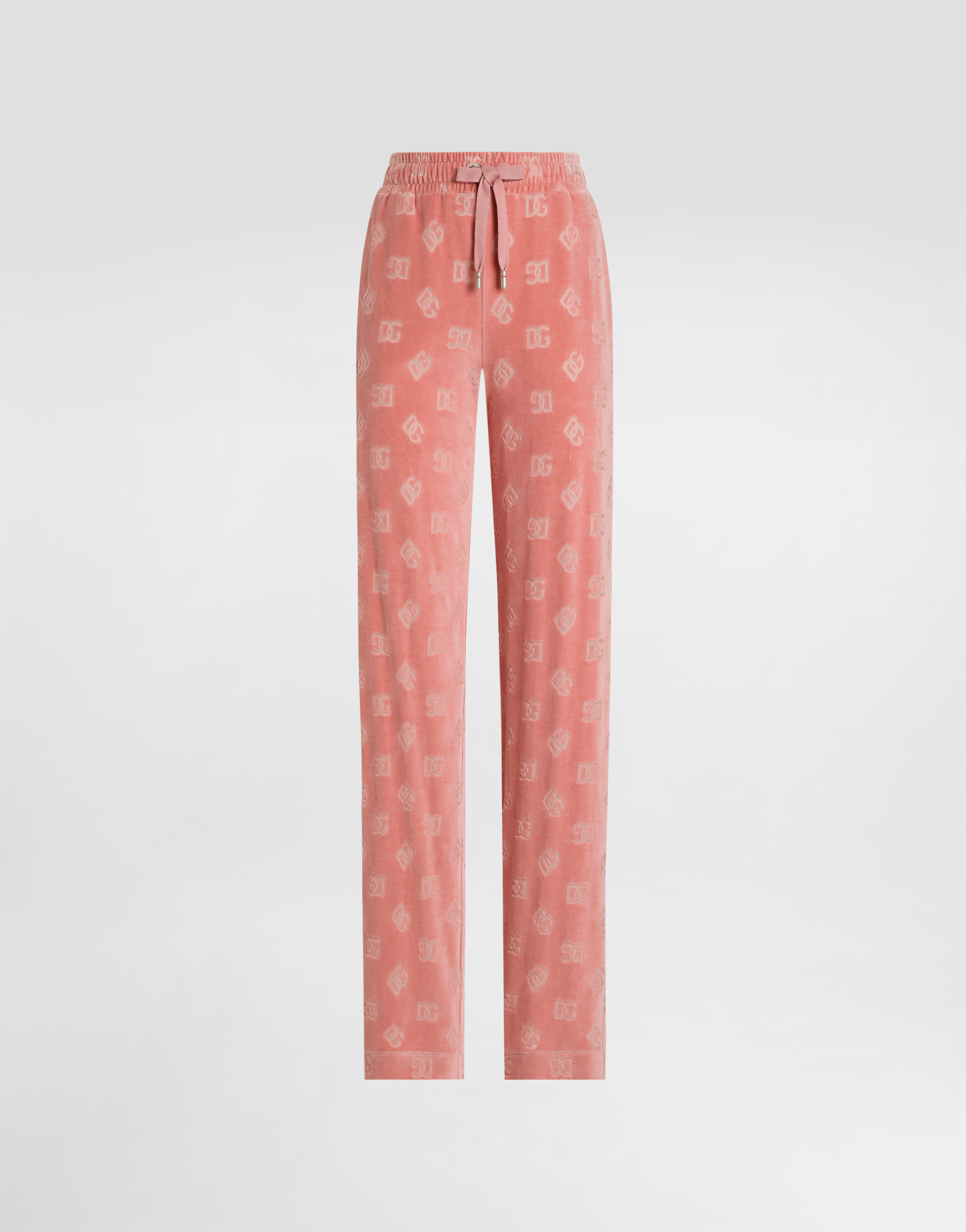 Dolce & Gabbana Jacquard Chenille Jogging Pants With Dg Logo - Woman Pants And Shorts Pink Cotton