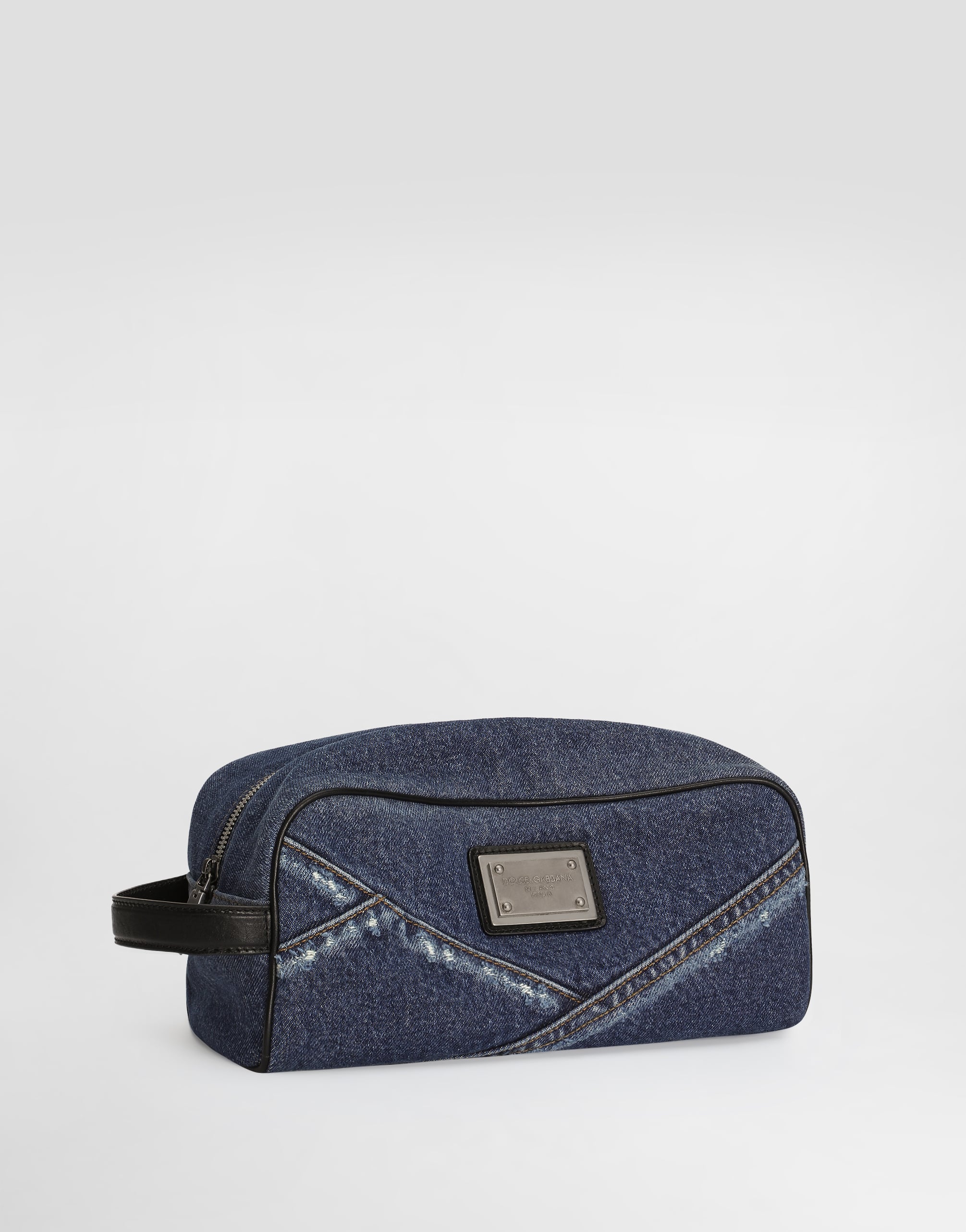  Dolce & Gabbana Dolce & Gabbana Denim Patchwork Necessaire - Man Briefcase And Clutches Blue Onesize 