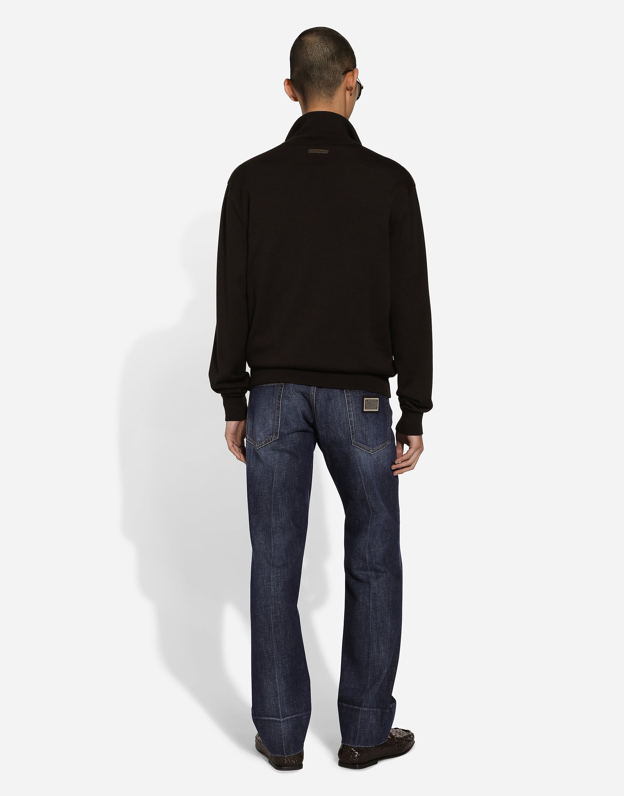  Dolce & Gabbana Cazadora De Cuello Alto En Tejido De Lana Y Piel - Hombre Abrigos Y Chaquetas Marr�n 46 