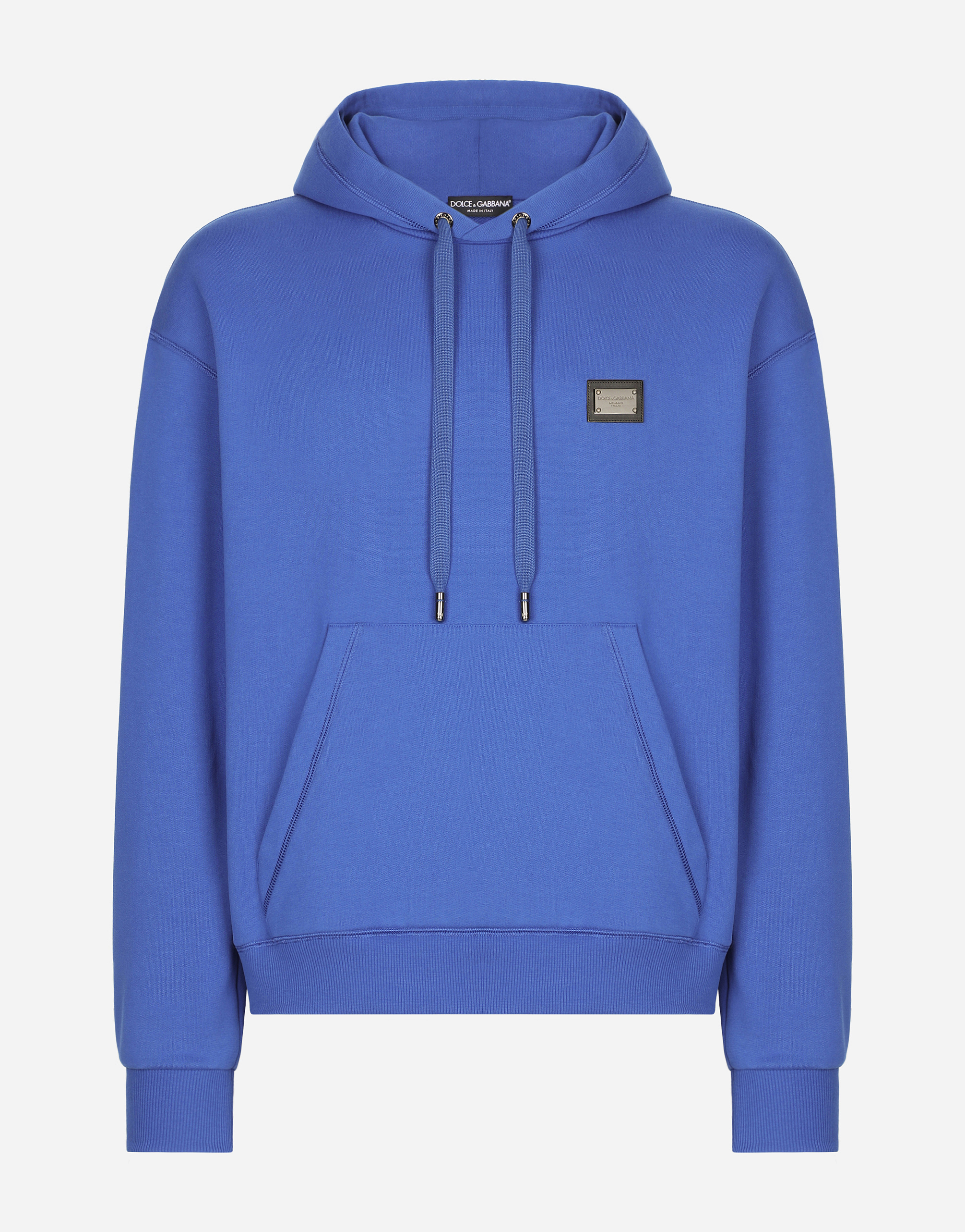 Jersey hoodie with branded tag