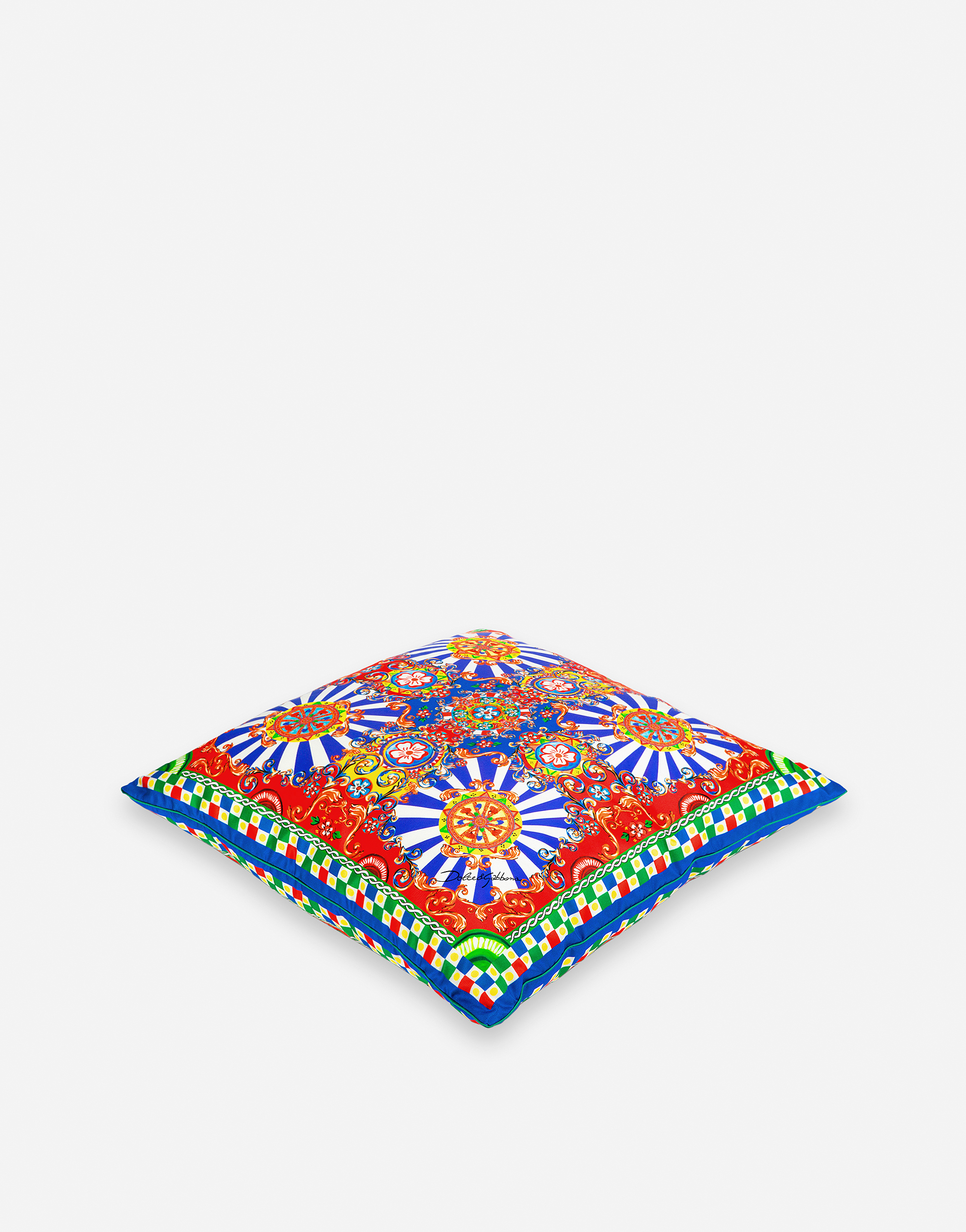 Dolce & Gabbana Silk Twill Cushion Medium Multicolor Unisex Onesize In Multicolor