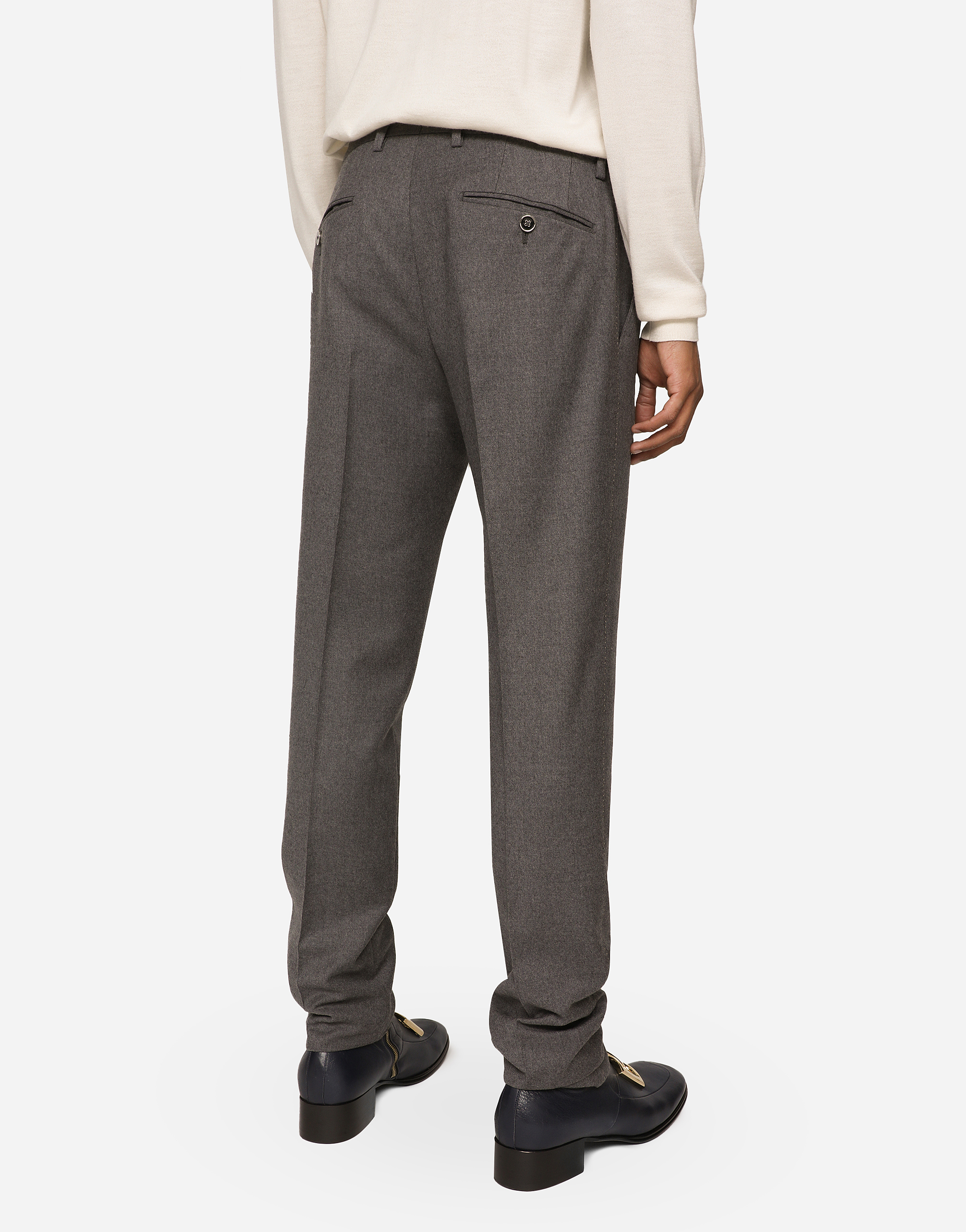 Shop Dolce & Gabbana Stretch Flannel Pants In グレー