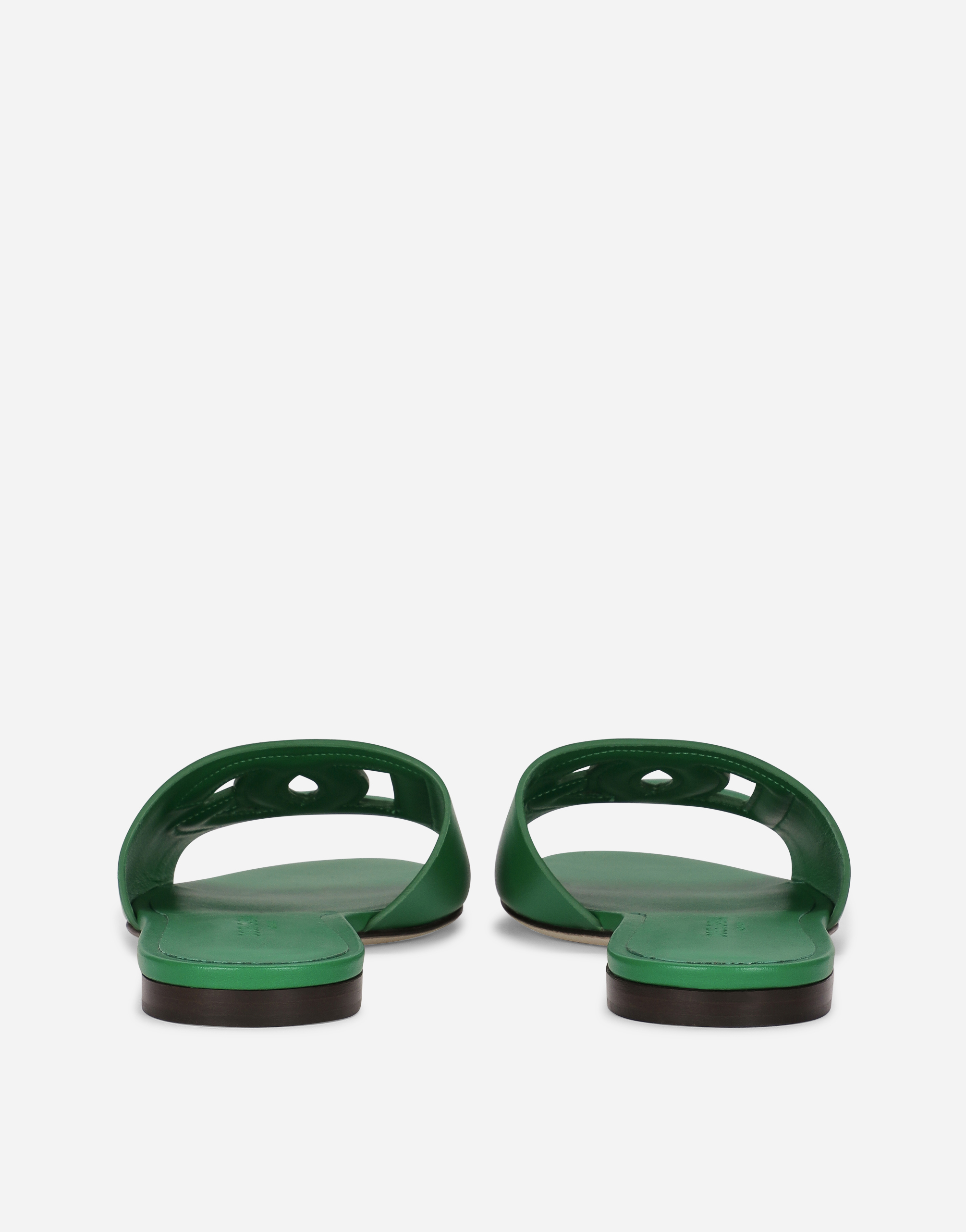 Shop Dolce & Gabbana Calfskin Sliders With Dg Logo In Green