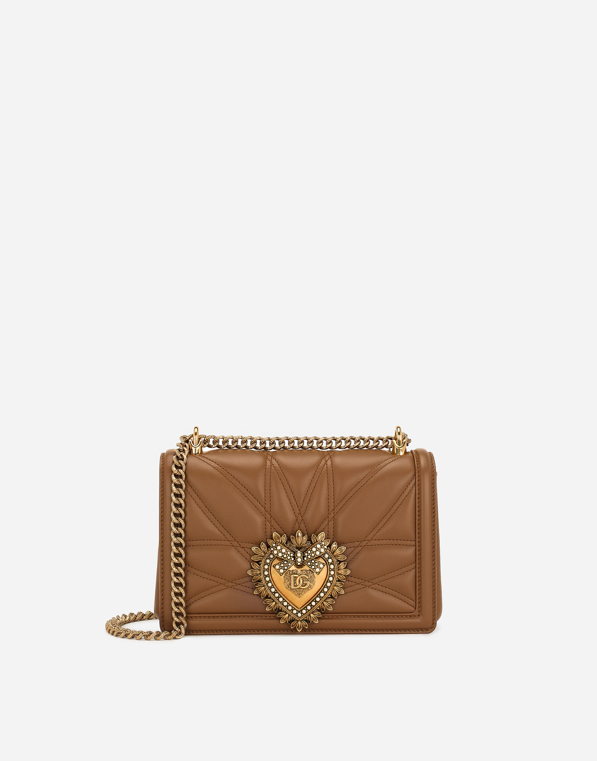 Dolce & Gabbana Medium Devotion Shoulder Bag In Beige