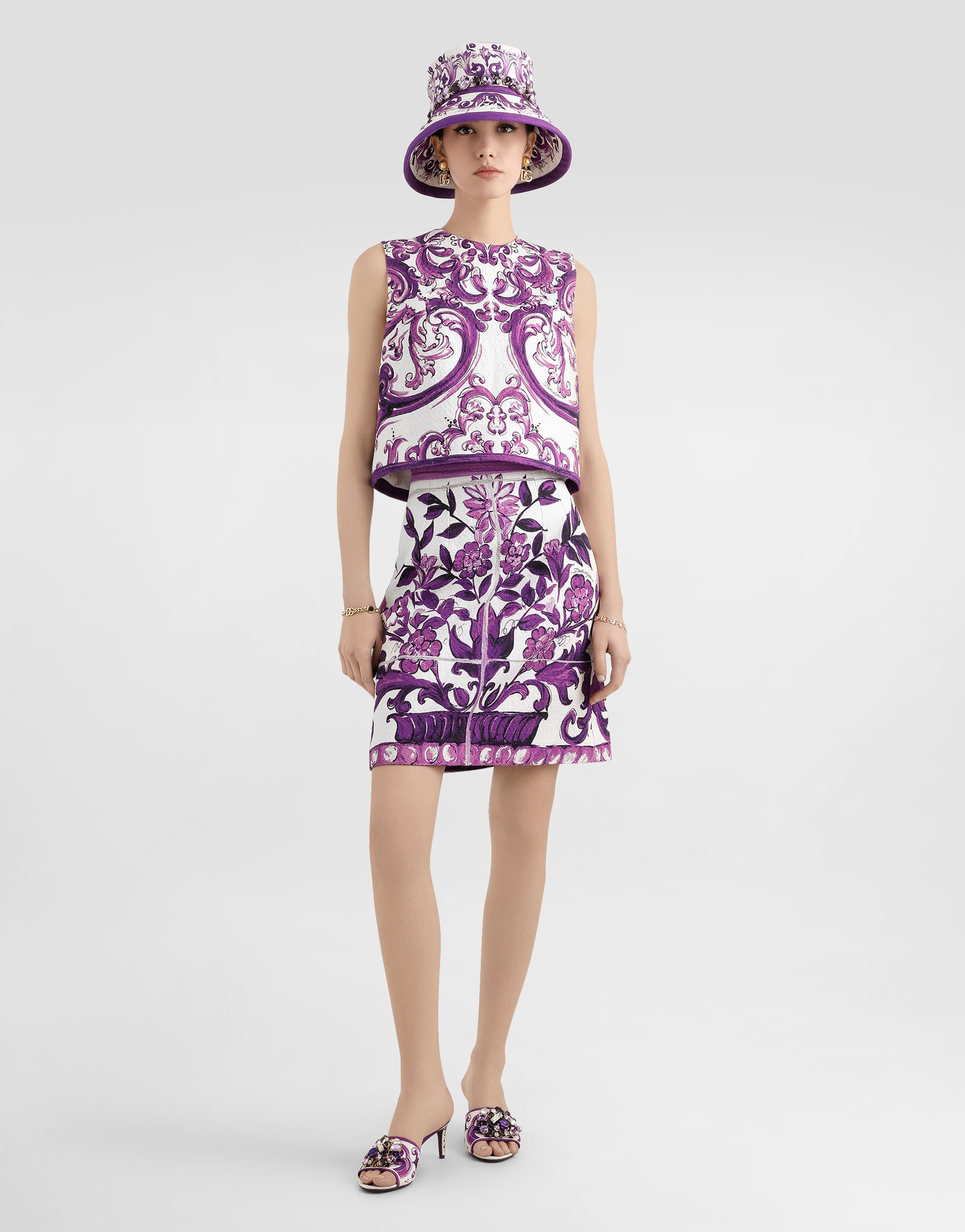 Dolce & Gabbana Majolica-print Cotton Mini Skirt In Multi