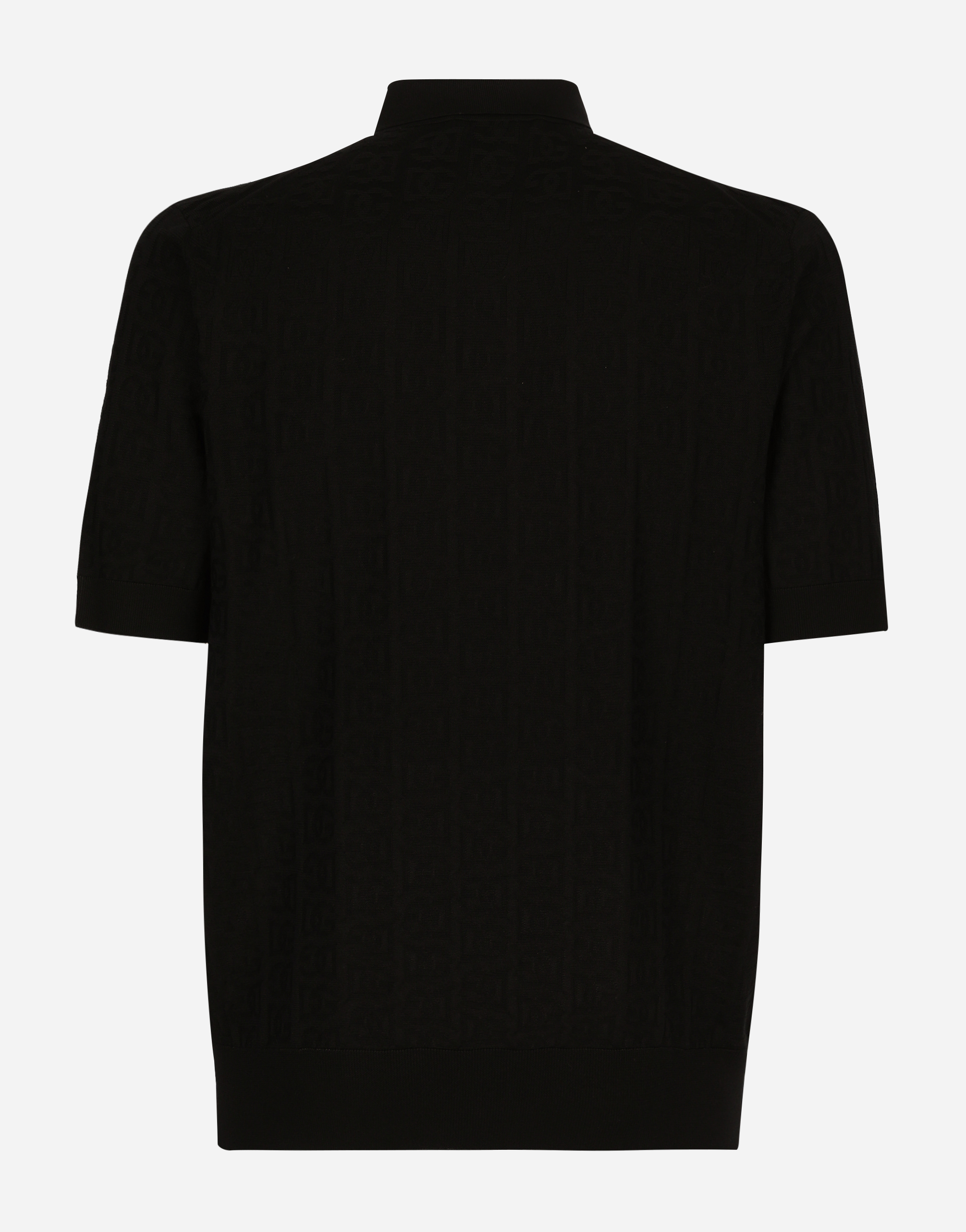 Shop Dolce & Gabbana Silk Jacquard Polo-shirt With Dg Logo In Black