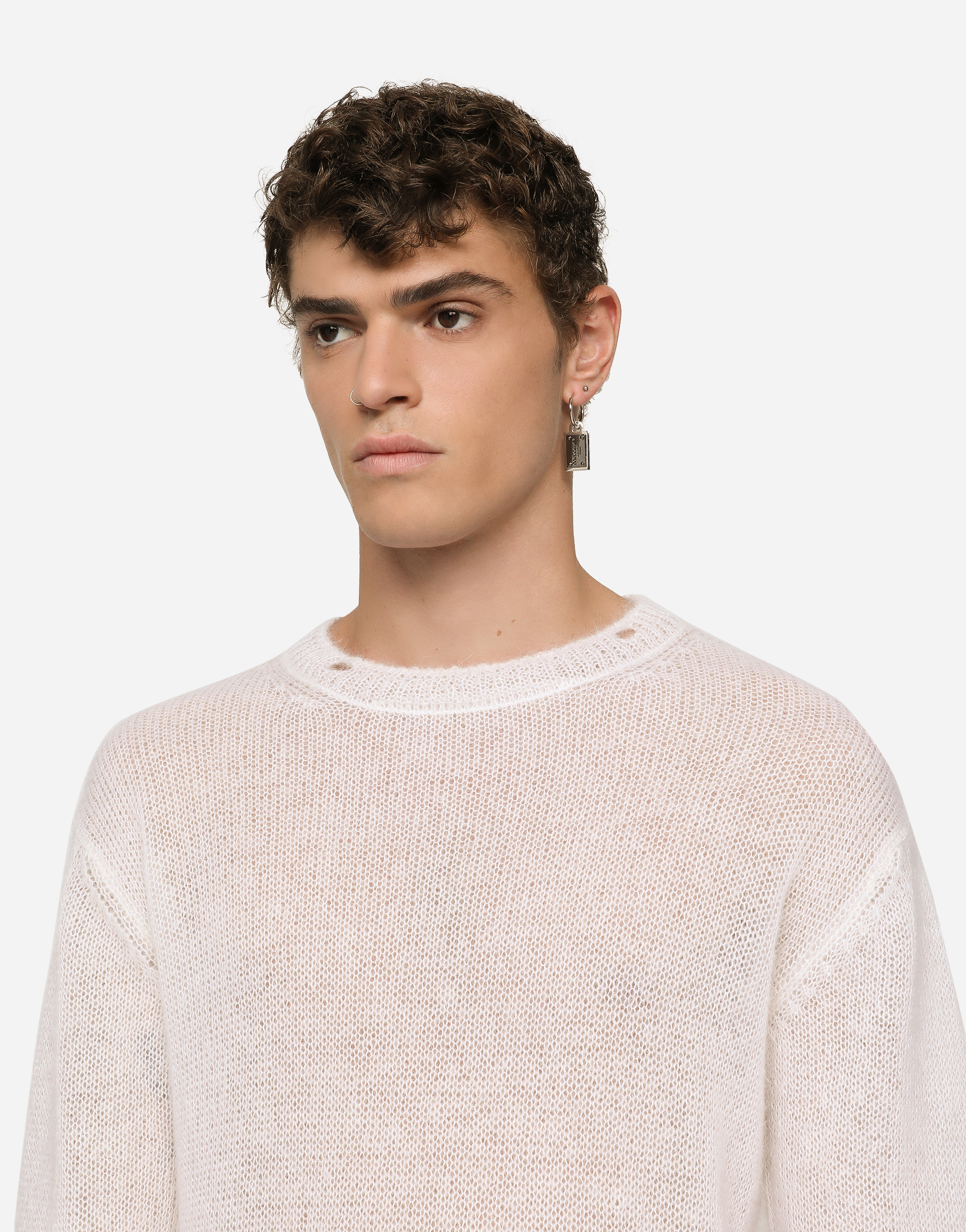 DOLCE & GABBANA SINGLE CREOLE EARRING WITH LOGO TAG